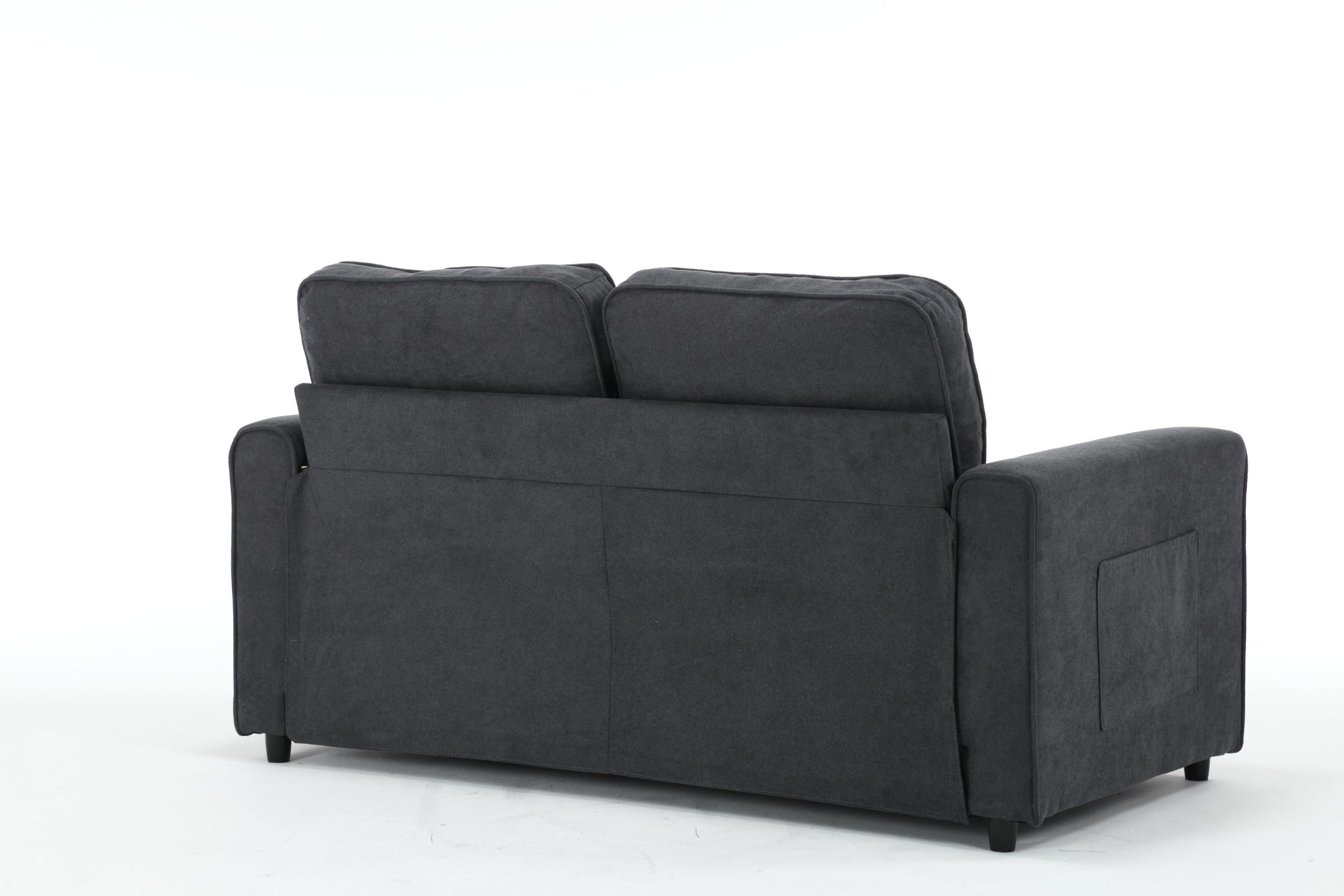 HAOYYE 3-Fold Convertible Futon Couch, Pull Out Sofa Bed, Space-Saving Loveseat Sleeper, Velvet Linen Fabric Upholstery, Heavy Duty Durable Sofa for Living Room, Modern Compact Design, Dark Gray, Light Gray, Beige