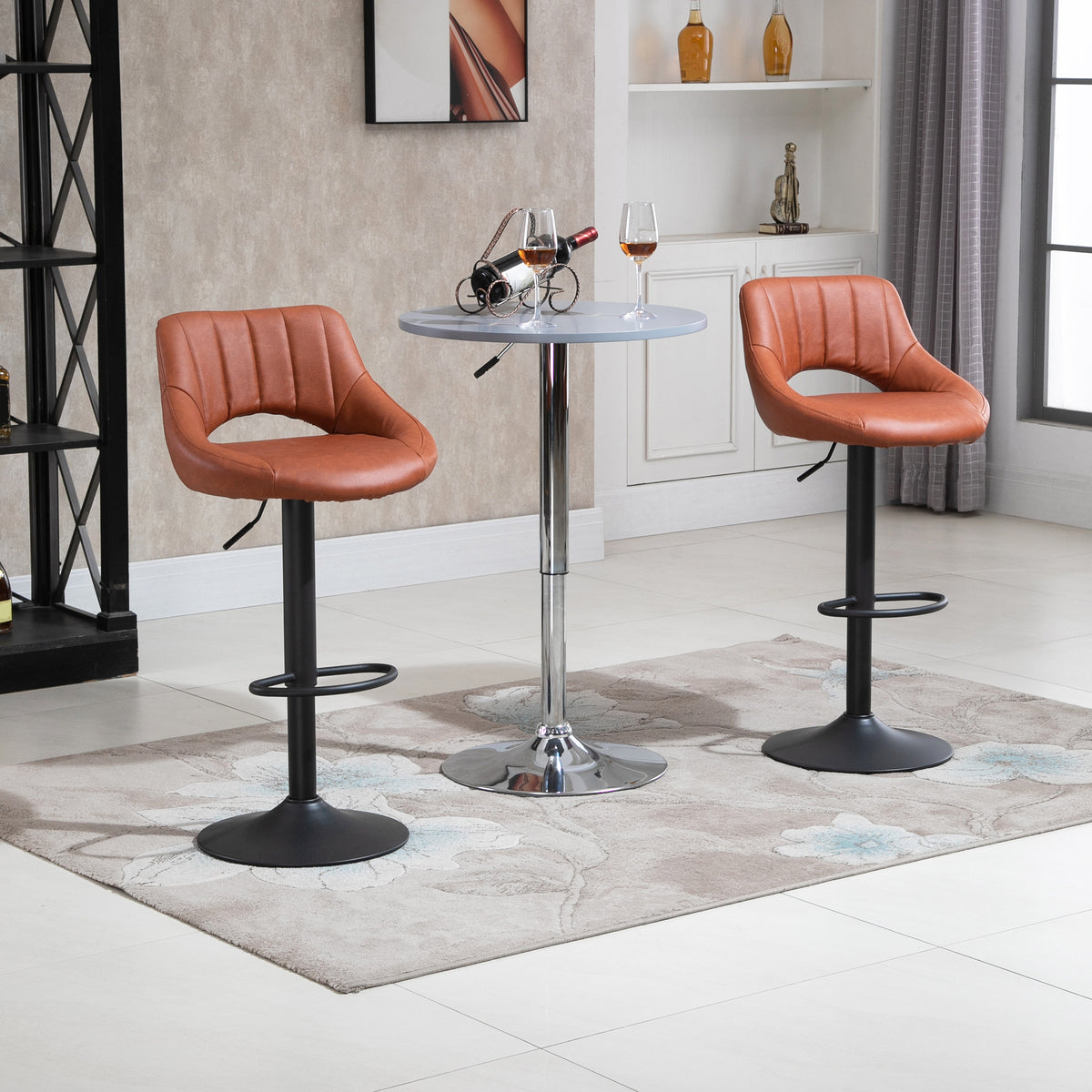HAOYYE Height Adjustable Bar Stool with Backrest and Footrest, Swivel Counter Height Chair with Sturdy Metal Base, Modern PU Leather Barstool for Kitchen Island, Dining Room, or Home Bar