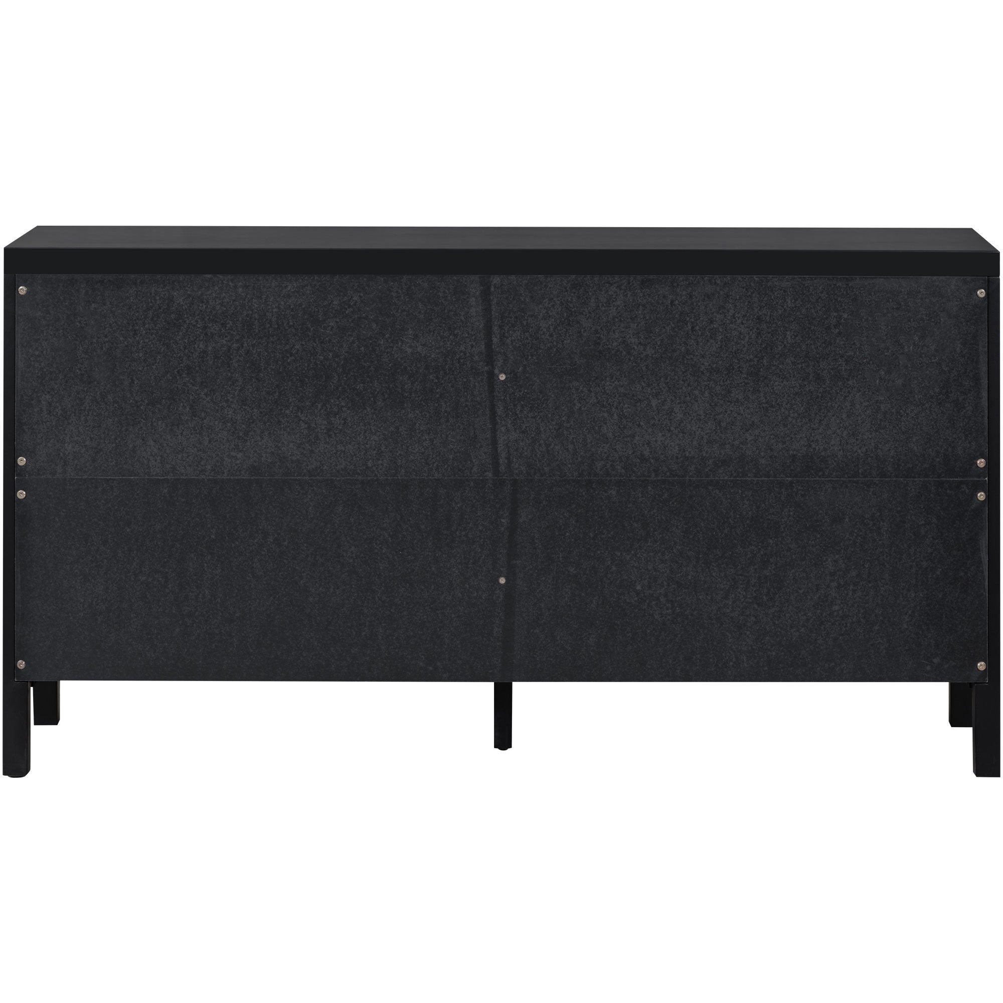 HAOYYE Large Storage Space Sideboard with Artificial Rattan Door and Metal Handles for Living Room and Entryway (Black) Sturdy Space-Saving Heavy Duty Modern Design Adults Dorm Room Easy Assembly