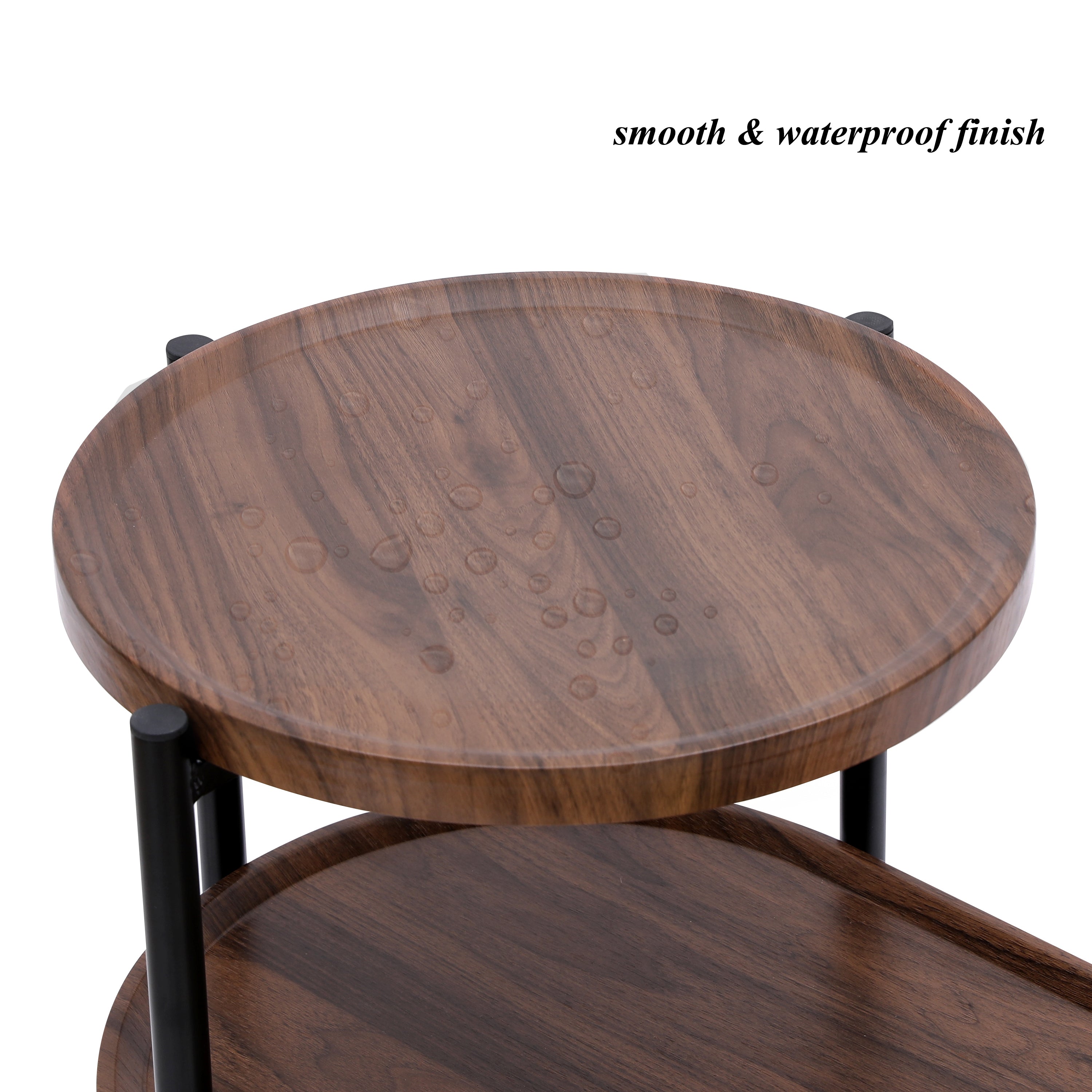 HAOYYE Small Coffee Table 2-Tier Modern Sofa Side Table with Wood Storage Shelf Living Room End Table Nightstand Walnut Brown Sturdy Space-Saving Heavy Duty Modern Design for Adults Dorm Room