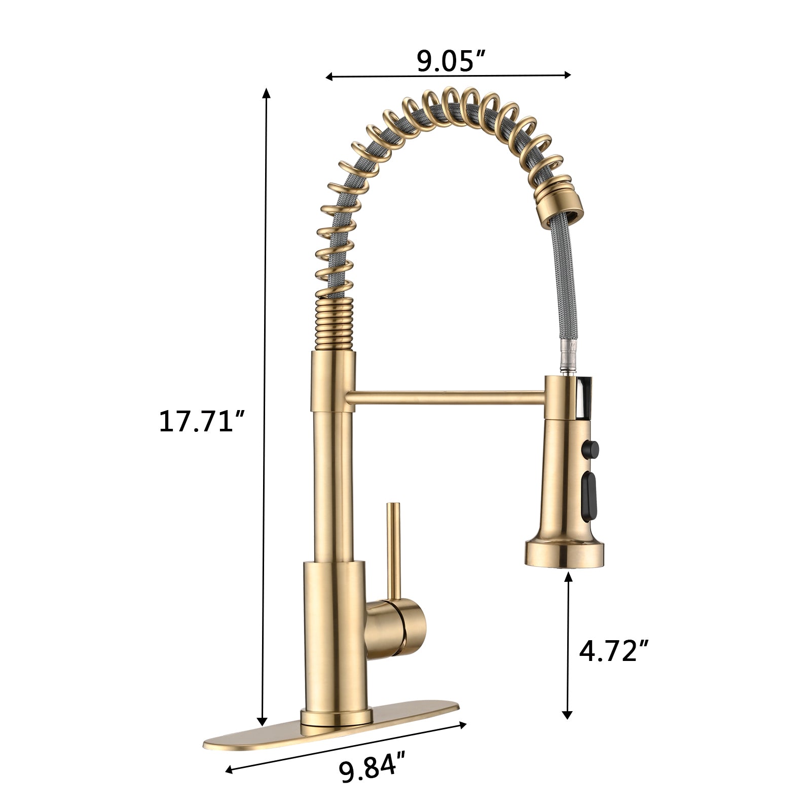 HAOYYE Pull Down Sprayer Spring Kitchen Sink Faucet Brushed Gold Sturdy Space-Saving Heavy Duty Modern Design Adults Dorm Room Easy Assembly Bedroom Furniture