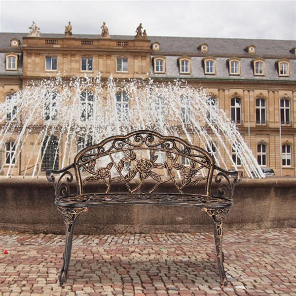 HAOYYE Cast Aluminum Outdoor Courtyard Decoration Park Leisure Rose Chair, Durable and Elegant Garden Chair with Rose Design, Perfect for Patio, Porch, or Garden, Comfortable and Stylish Seating