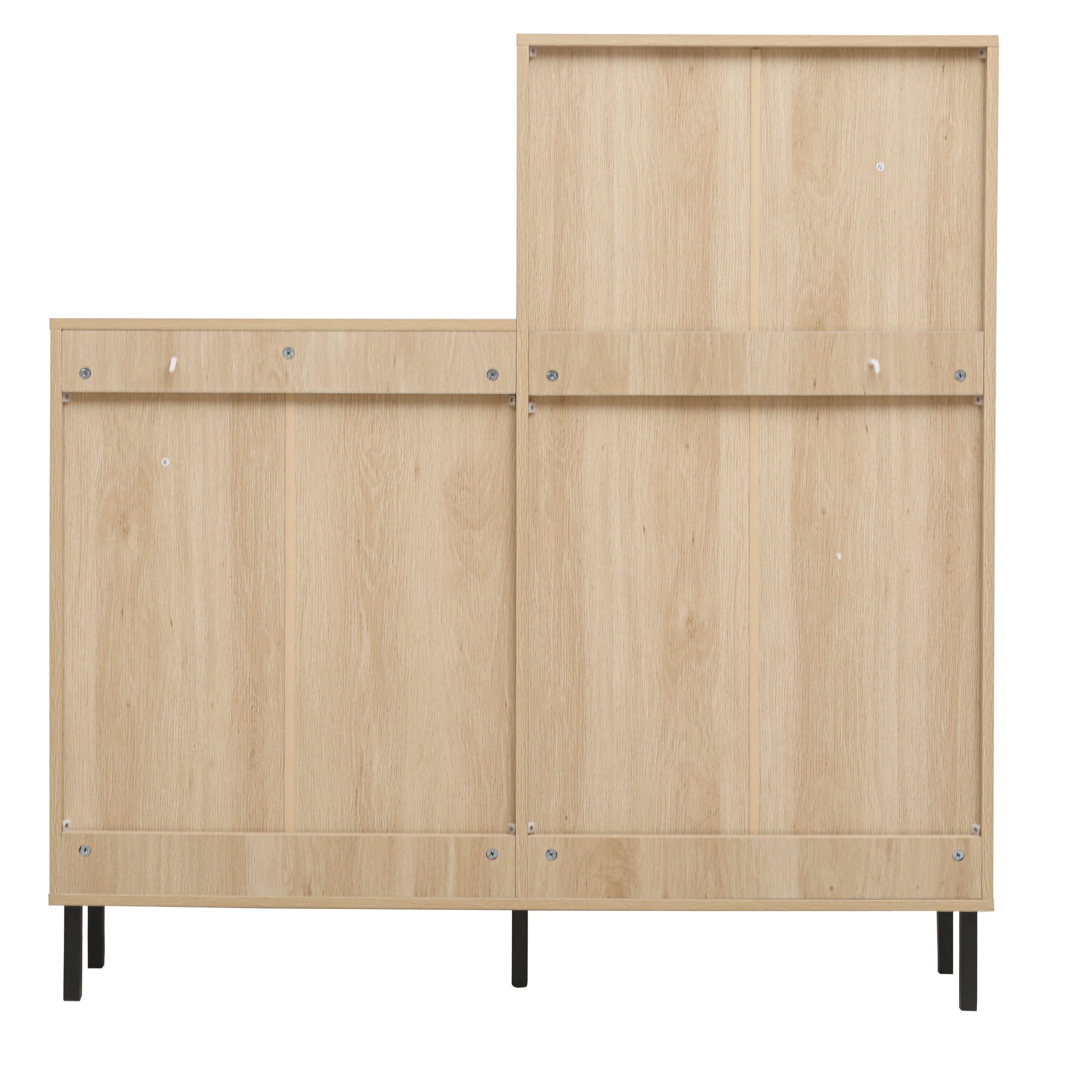 HAOYYE Rattan 5 Door Shoe Rack, Freestanding Modern Shoe Storage Cabinet, for Entryway Sturdy Space-Saving Heavy Duty Modern Design Easy Assembly Durable Stylish Home Furniture Versatile