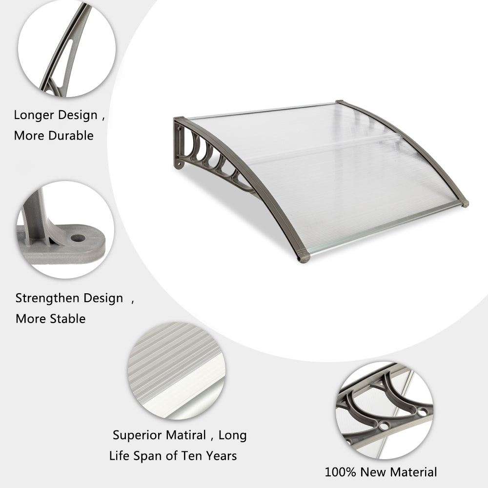 HAOYYE Household Door and Window Rain Cover Eaves Canopy with Gray Aluminum Bracket, Durable, Easy to Install, Provides Protection From Rain and Sun, Ideal for Outdoor Use, Stylish House Decoration