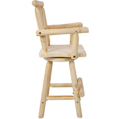 HAOYYE Rustic Bar Stool - Fir Wood Construction, Chair with Footrest,Wide Armrest, Rustic Kitchen Stool, Tall Bistro Chair for Dining Room, Restaurant, Pub, 4-Foot,Light brown color Sturdy Space-Saving