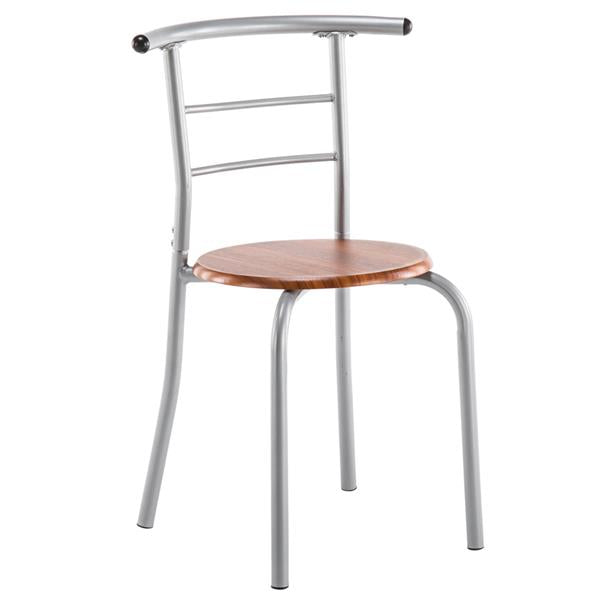 HAOYYE Brown Wood Grain PVC Breakfast Table Set with One Table and Two Chairs, Space-Saving Dining Table and Stool Set for Small Kitchen, Apartment, or Dining Room