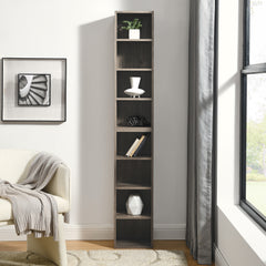 HAOYYE 8-Tier Media Tower Rack, CD DVD Slim Storage Cabinet with Adjustable Shelves, Tall Narrow Bookcase Display Bookshelf for Home Office,Multi-functional double-decker bookcase Sturdy Space-Saving