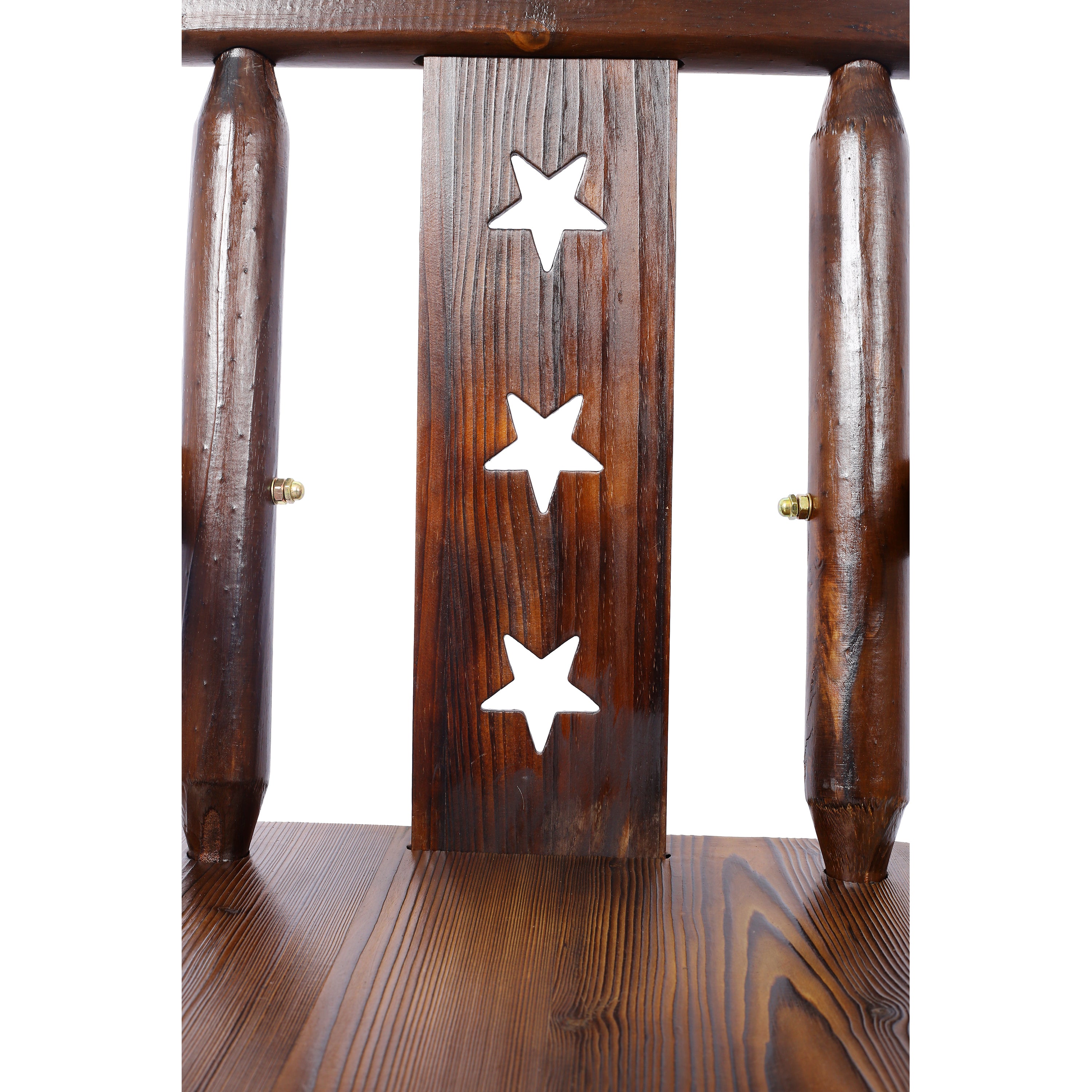 HAOYYE Rustic Bar Stool - Fir Wood Construction, Chair withDecorative Star Backrest, Footrest,Wide Armrest, Rustic Kitchen Stool, Tall Bistro Chair for Dining Room, Restaurant, Pub, 4-Foot,brown color Sturdy