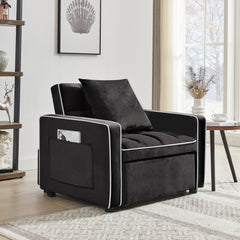 HAOYYE Three-in-One Sofa Bed Chair Black Folding Sofa Bed Adjustable Back Recliner Single Bed Comfortable Modern Durable Sturdy Space-Saving Heavy Duty Design for Adults Dorm Room