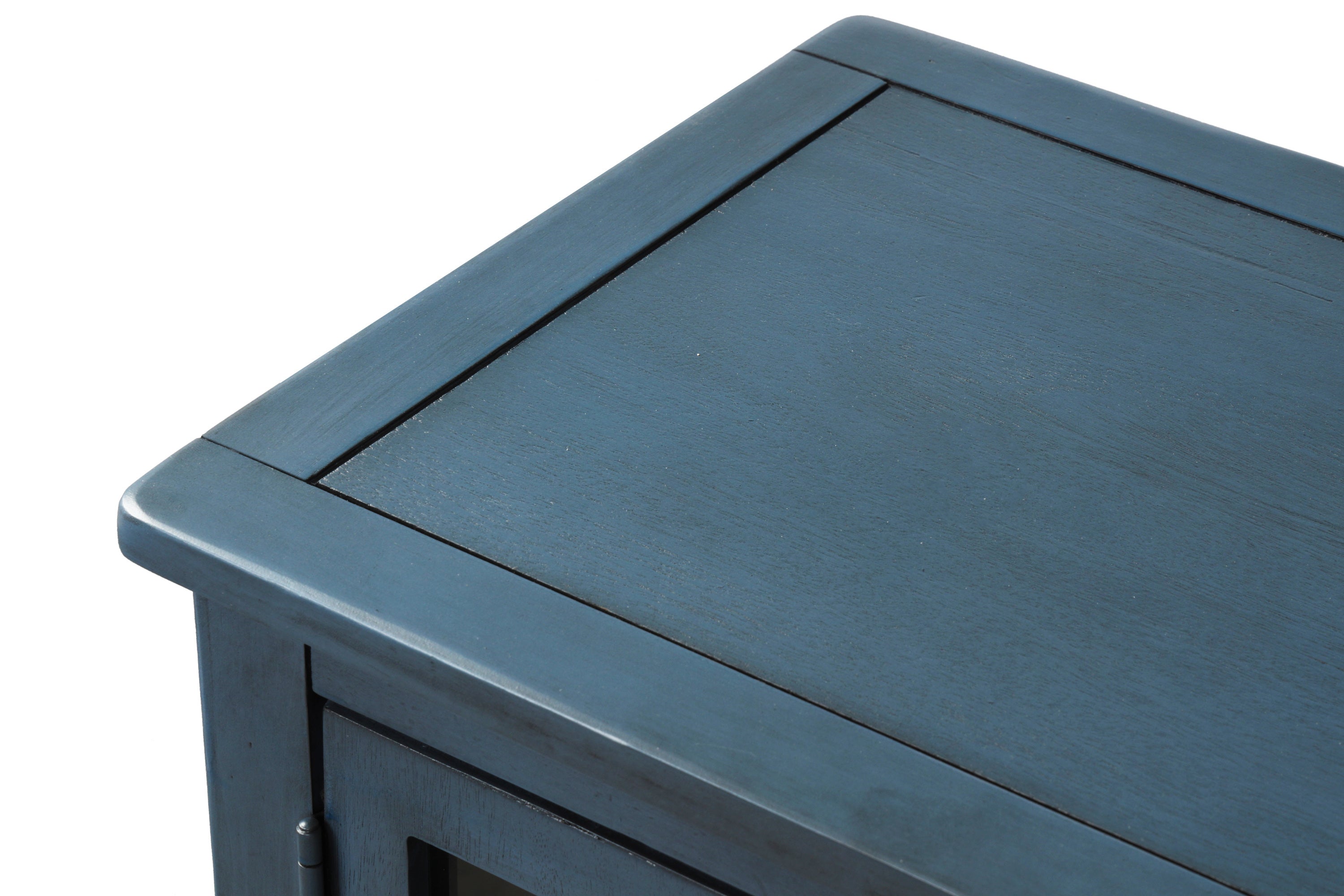 HAOYYE Sideboard Console Table with Bottom Shelf, Farmhouse Wood/Glass Buffet Storage Cabinet Living Room (Antique Navy) Sturdy Space-Saving Heavy Duty Modern Design Easy Assembly Durable Stylish