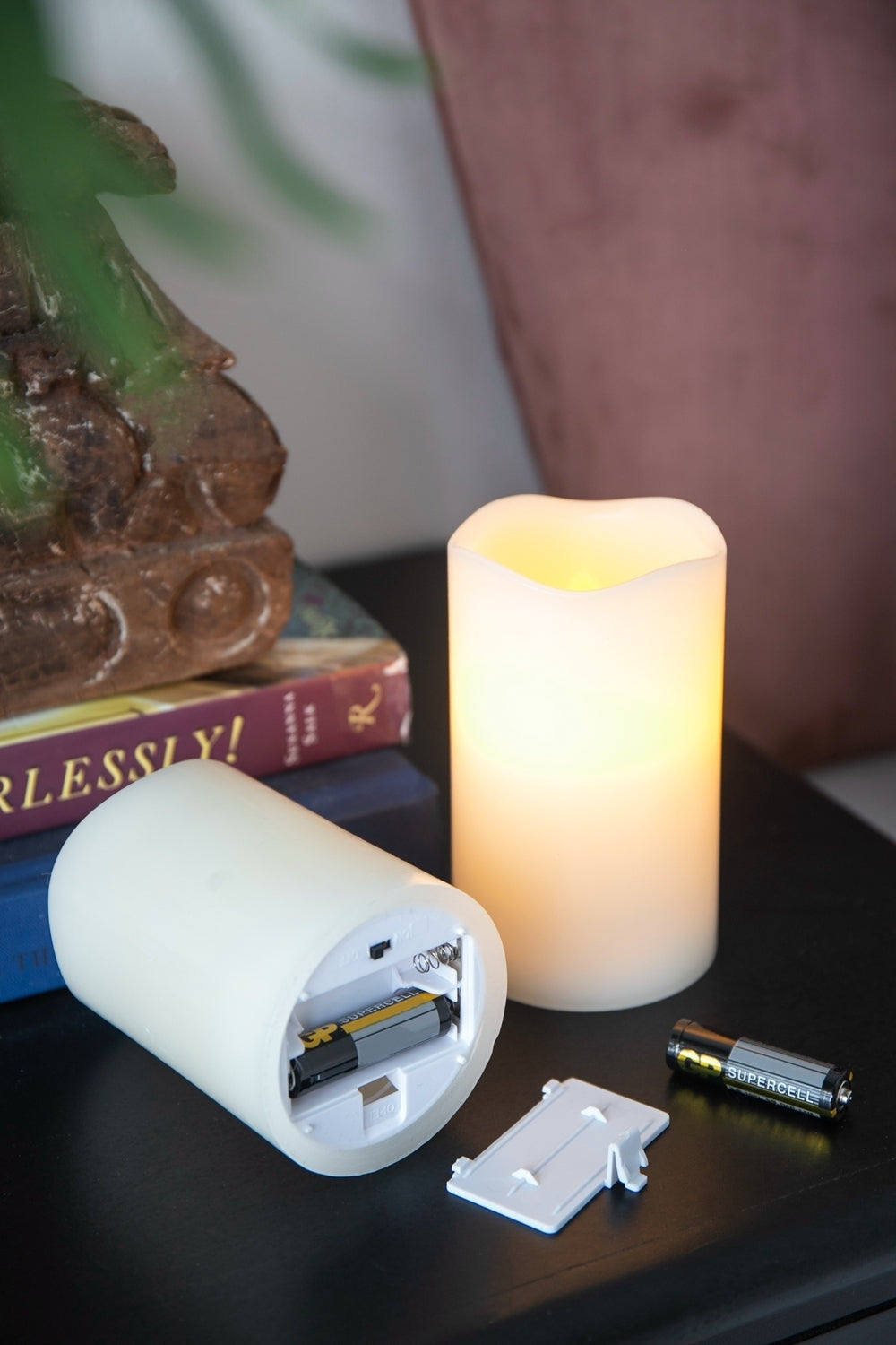 HAOYYE Set of 3 Ivory LED Candles with Remote Timer, L:D3X6" M:D3X5" S:D3X4" Sturdy Space-Saving Heavy Duty Modern Design Adults Dorm Room Easy Assembly Bedroom Furniture