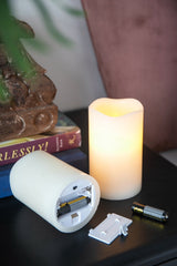HAOYYE Set of 3 Ivory LED Candles with Remote Timer, L:D3X6" M:D3X5" S:D3X4" Sturdy Space-Saving Heavy Duty Modern Design Adults Dorm Room Easy Assembly Bedroom Furniture