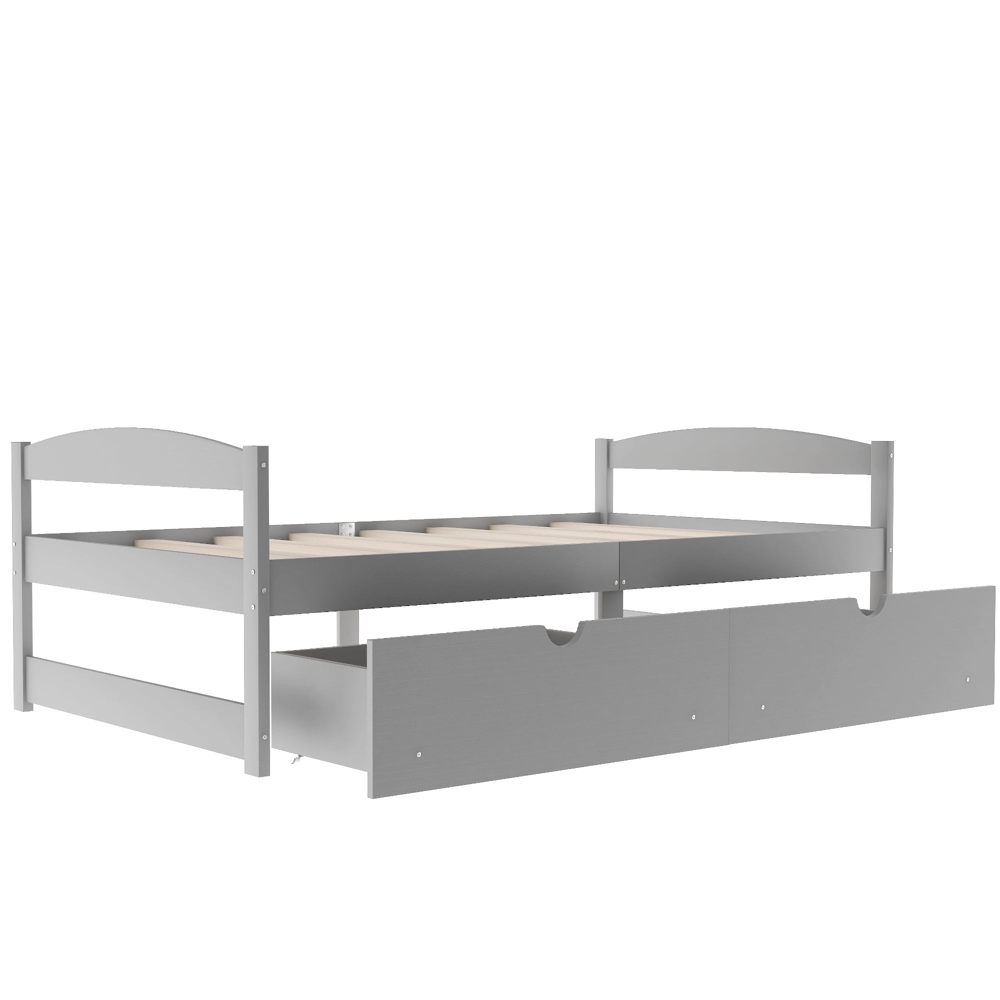 HAOYYE Twin Platform Bed with Two Drawers, Gray, Sturdy Space-Saving Design, Heavy Duty Construction, Easy Assembly, Durable and Stylish Home Furniture