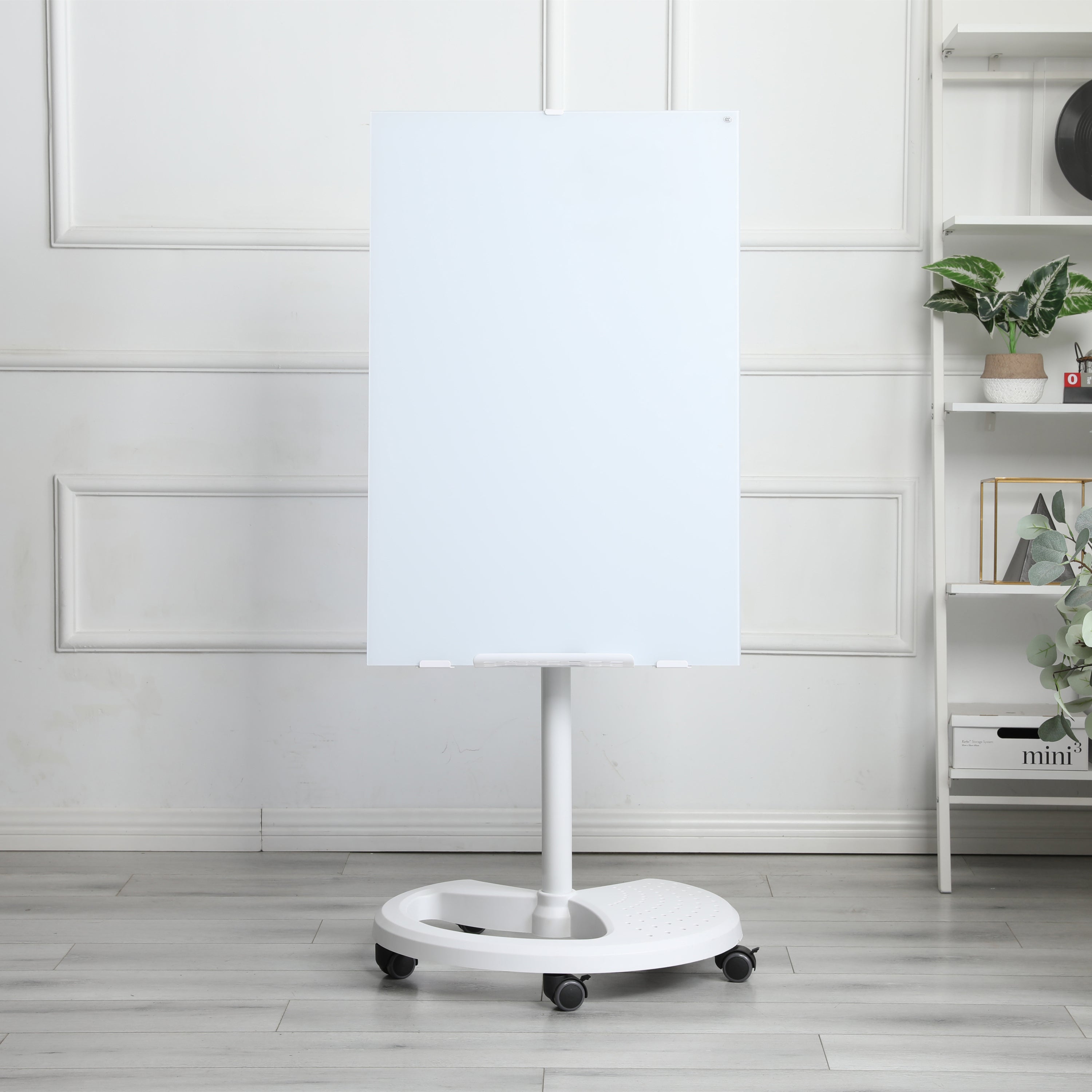 HAOYYE Magnetic Glass Dry Erase Whiteboard With Adjustable Height, Removable Tempered Glass Board, Includes 2 Magnets, 2 Markers, And Eraser, Ideal For Home Office Or Classroom, Sturdy Space-Saving Design