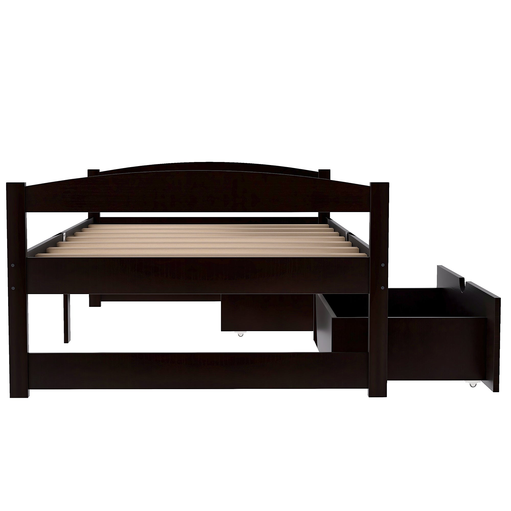 HAOYYE Twin Size Platform Bed with Two Storage Drawers, Espresso, Sturdy Space-Saving Design, Heavy Duty Construction, Easy Assembly, Durable and Stylish Home Furniture, Versatile for Bedroom Use