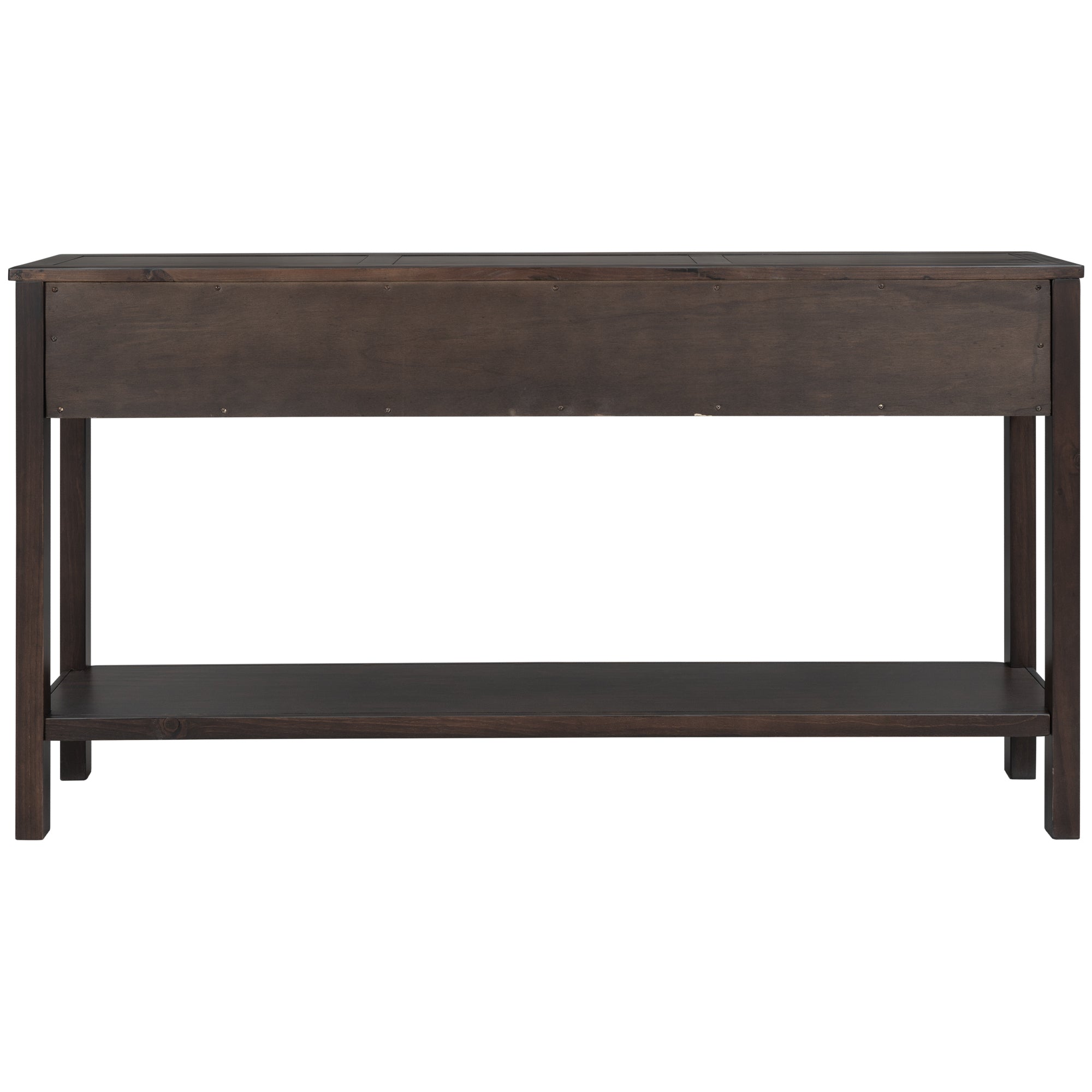 HAOYYE Rustic Entryway Console Table, Long Sofa Table with Two Drawers and Bottom Storage Shelf, Espresso, Sturdy Space-Saving Design, Heavy Duty Construction, Easy Assembly, Durable and Stylish Home Furniture