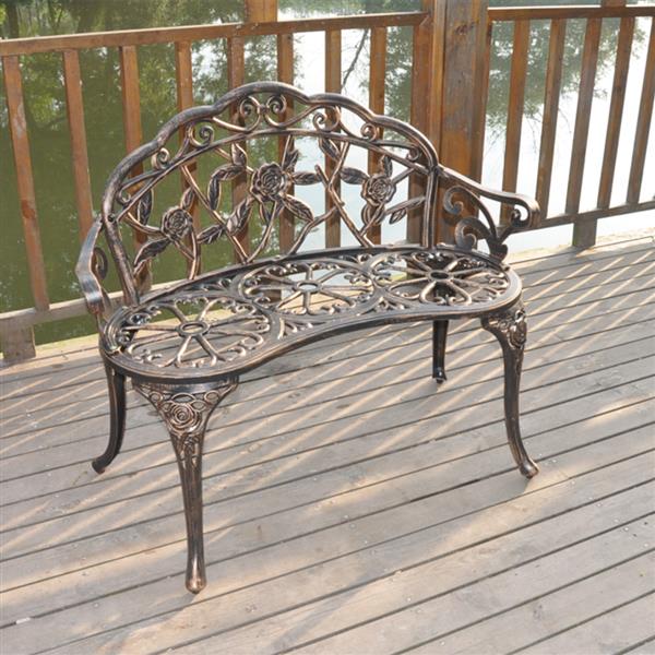 HAOYYE Cast Aluminum Outdoor Courtyard Decoration Park Leisure Rose Chair, Durable and Elegant Garden Chair with Rose Design, Perfect for Patio, Porch, or Garden, Comfortable and Stylish Seating