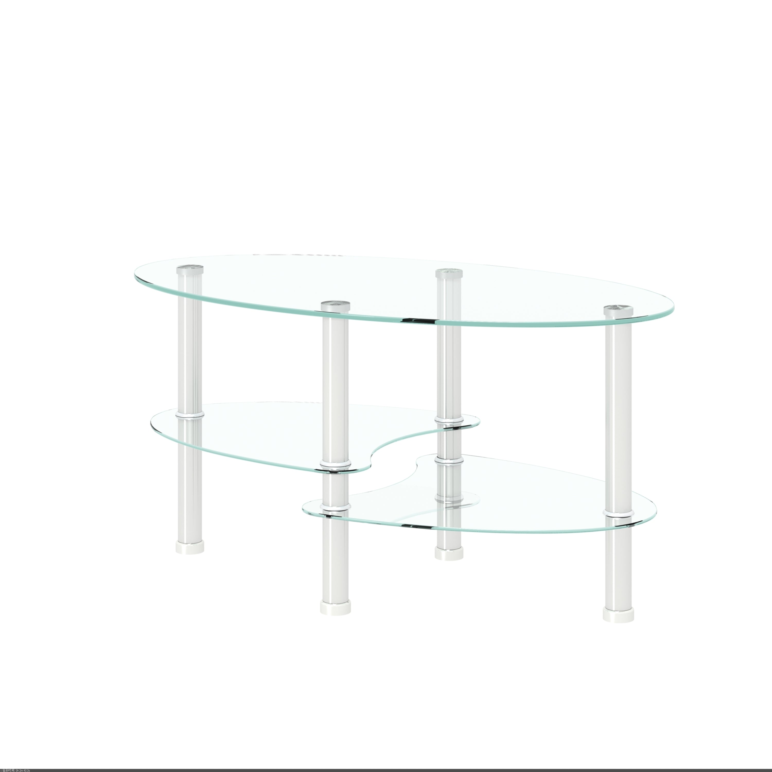 HAOYYE Transparent Oval glass coffee table, modern table with stainless steel leg, tea table 3-layer glass table for living room Sturdy Space-Saving Heavy Duty Modern Design Adults Dorm Room