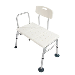 HAOYYE Medical Bathroom Safety Shower Chair Tub Transfer Bench with Back and Handle Wide Non-Slip Seat Adjustable Height Lightweight Aluminium Alloy Bath Stool for Seniors Adults