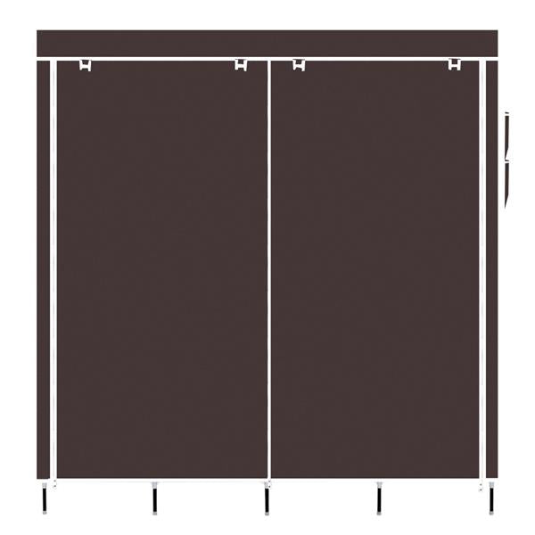 HAOYYE Clothes Closet Portable Wardrobe with Shelves and Side Pockets, Dark Brown, Durable Space-Saving Storage Solution with Modern Design, Versatile Use, Premium Quality, and Stylish Appearance for Organizing Clothing and Accessories