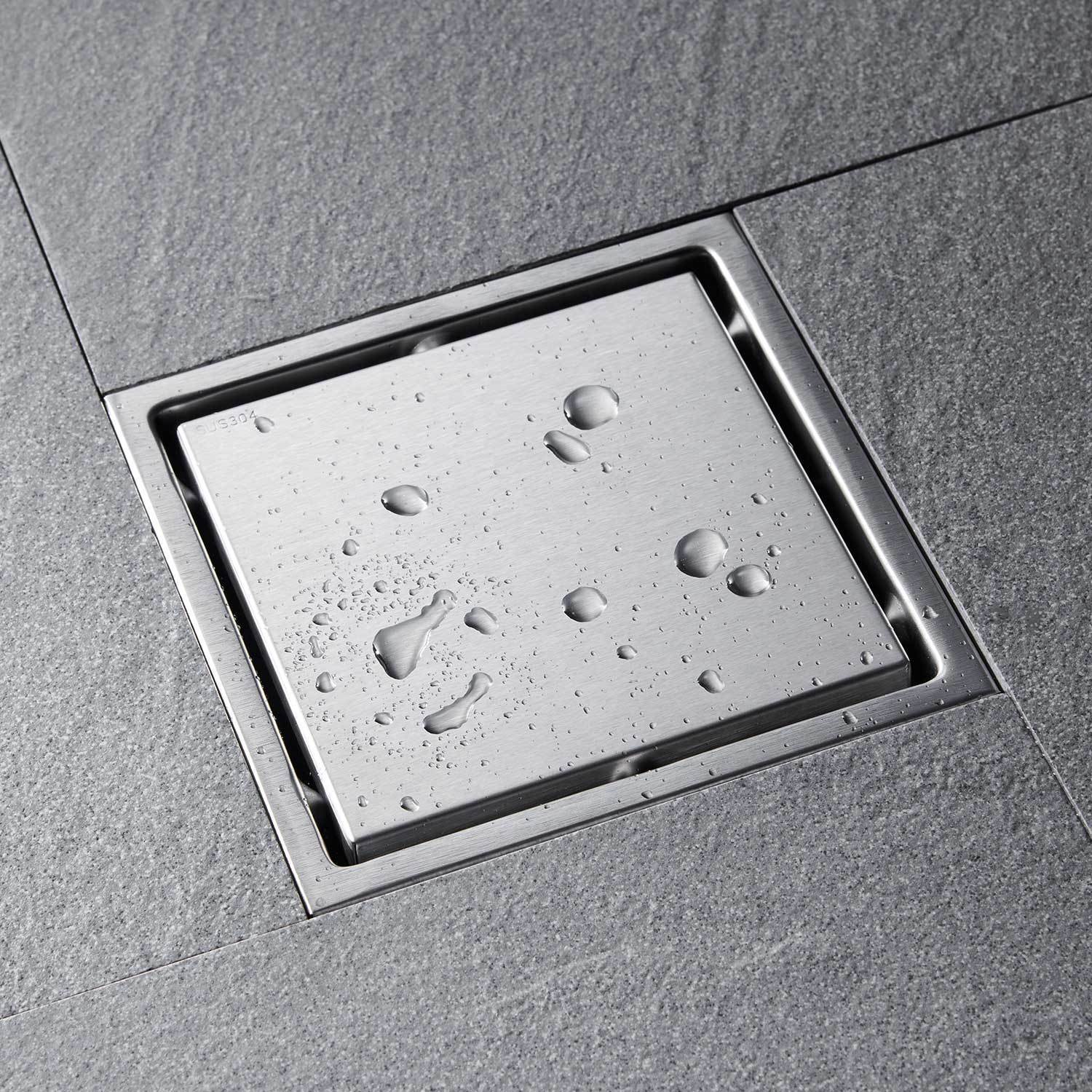 HAOYYE 6 Inch Square Shower Floor Drain Sturdy Space-Saving Heavy Duty Modern Design Adults Dorm Room Easy Assembly Bedroom Furniture