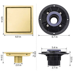 HAOYYE 6 Inch Square Shower Floor Drain Sturdy Space-Saving Heavy Duty Modern Design Adults Dorm Room Easy Assembly Bedroom Furniture