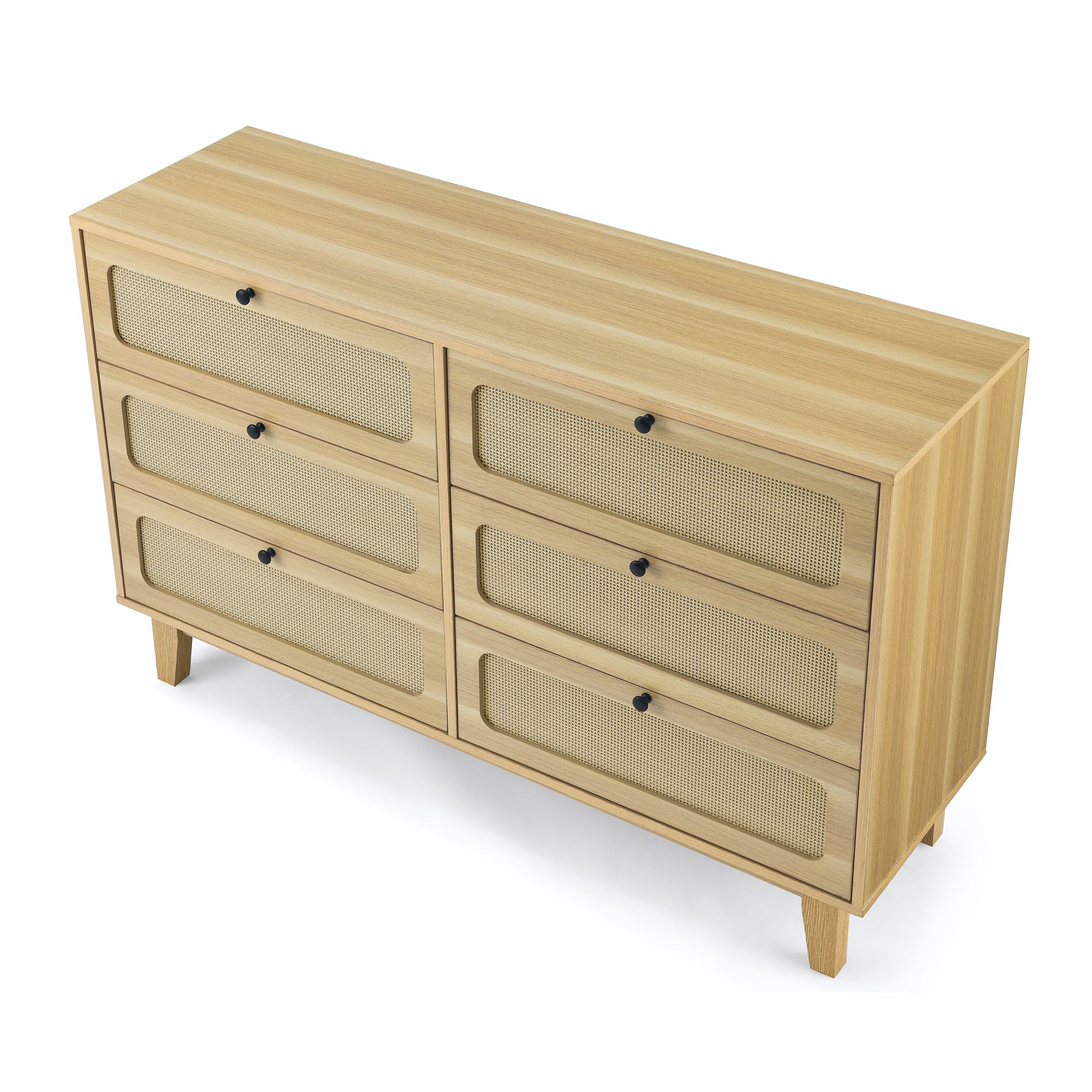 HAOYYE 6-Drawer Wooden Antique Dresser, Storage Cabinet for Bedroom, Living Room, and Corridor, Modern Design Drawer Cabinet with Sturdy Space-Saving Heavy Duty Construction, Ideal for Organizing Clothes and Essentials