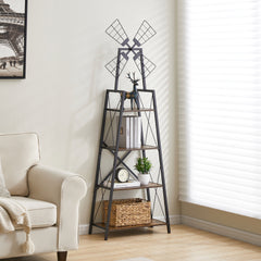 Haoyye 4-Tier Narrow Bookshelf, Space-Saving Bookcase with Open Shelves for Home Office, Living Room, Bedroom or Kitchen, Vertical Metal and Wood Storage Organizer for Books, Decor or Display, Modern Freestanding Design, Easy to Assemble