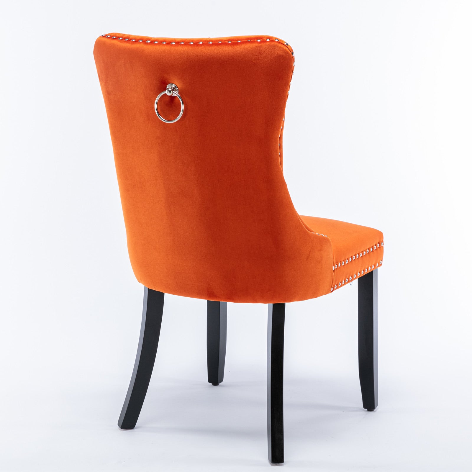 HAOYYE High-end Tufted Solid Wood Contemporary Velvet Upholstered Dining Chair with Wood Legs Nailhead Trim 2-Pcs Set, Orange, SW2001OG Sturdy Space-Saving Heavy Duty Modern Design