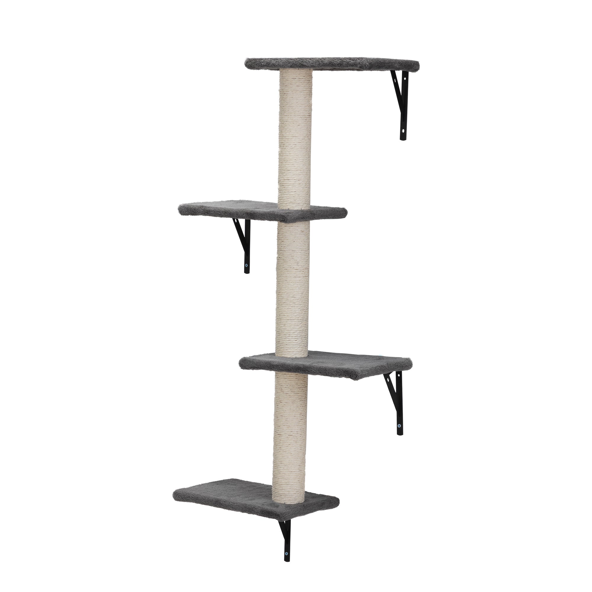 HAOYYE 5 Pcs Multi-Level Wall-Mounted Indoor Cat Tree Furniture with Scratching Board, Condo, Perches, Bridge for Indoor Cats, Gray Sturdy Space-Saving Heavy Duty Modern Design Adults Dorm Room
