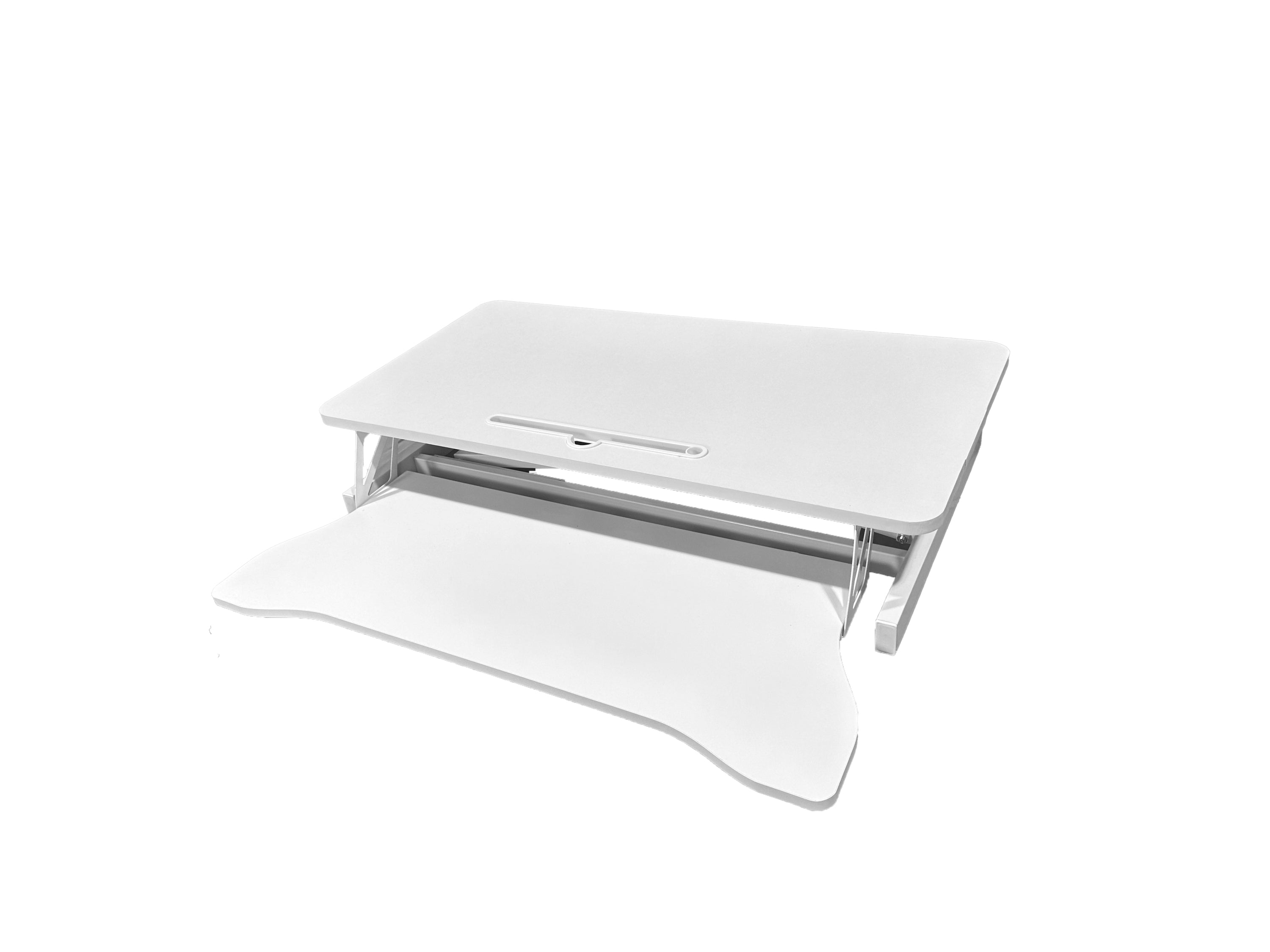 Haoyye Desk Converter Height Adjustable Sit to Stand Riser for Dual Monitor and Laptop Use with Wide Keyboard Tray and Space Saving Design for Home Office and Professional Use with Heavy Duty Build