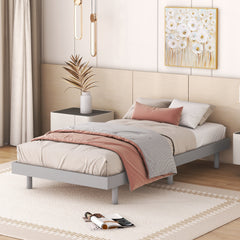 HAOYYE Modern Design Twin Size Floating Platform Bed Frame for Grey Color Sturdy Space-Saving Heavy Duty Easy Assembly Durable Stylish Home Furniture Versatile