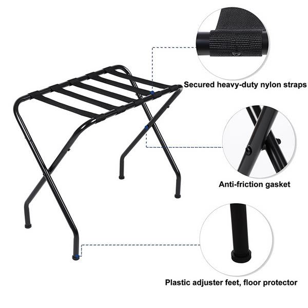 HAOYYE Portable Metal Luggage Rack Black Soft Cozy Warm Flannel Fleece Home Decor Luxury Comfortable Unique Design Premium Quality Decorative Stylish Hotel Luggage Rack for Bedroom Living Room Travel Storage Solutions