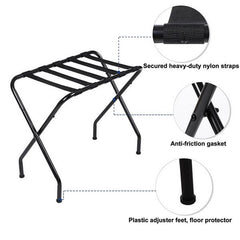 HAOYYE Portable Metal Luggage Rack Black Soft Cozy Warm Flannel Fleece Home Decor Luxury Comfortable Unique Design Premium Quality Decorative Stylish Hotel Luggage Rack for Bedroom Living Room Travel Storage Solutions