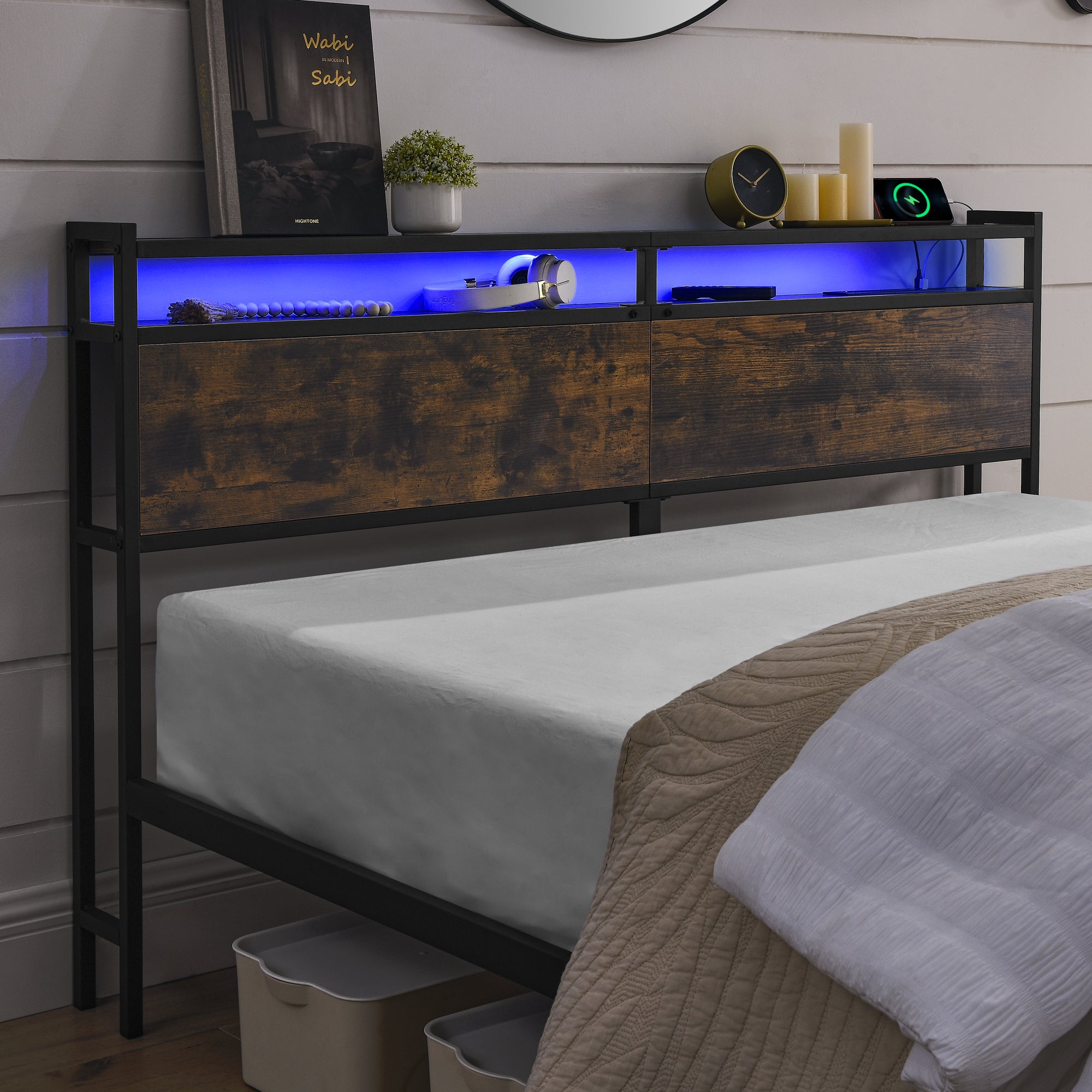 HAOYYE iron bed frame, metal bed frame, wrought iron bed frame, iron platform bed frame, iron canopy bed frame, iron twin bed frame, iron queen bed frame, iron double bed frame, iron sin Sturdy Space-Saving