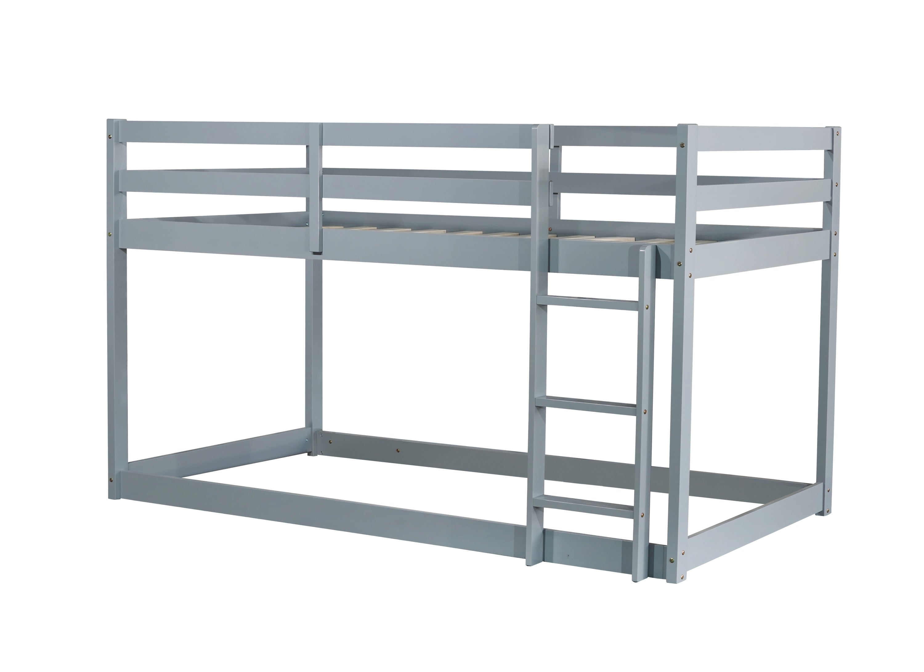 HAOYYE Solid Wooden, Solid Rubber Wooden Twin over Twin Loft Bed with Ladder, with Bed Platform of Strengthened Slats , Grey Sturdy Space-Saving Heavy Duty Modern Design Adults Dorm Room Easy Assembly