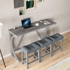 HAOYYE Bar Table Set with Power Outlet, Bar Table and Chairs Set, 4 Piece Dining Table Set, Industrial Breakfast Table Set, for Living Room, Dining Room, Game Room Sturdy Space-Saving Heavy Duty Adults