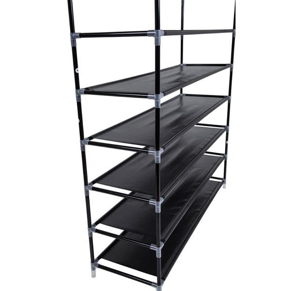 HAOYYE 10-Tier Non-Woven Fabric Shoe Rack, Durable Black Space-Saving Organizer with Handle, Modern Design for Versatile Use, Premium Quality Storage Solution for Home Essentials, Sleek Stylish Look and Simple Assembly
