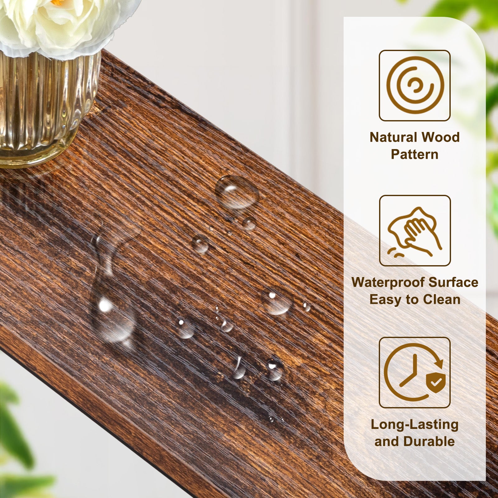HAOYYE Console Sofa Table with Power Outlets and USB Ports, Slim Skinny Couch Table with Metal Frame and Charging Station, Ideal for Apartments, Living Rooms, and Dorms, Rustic Brown