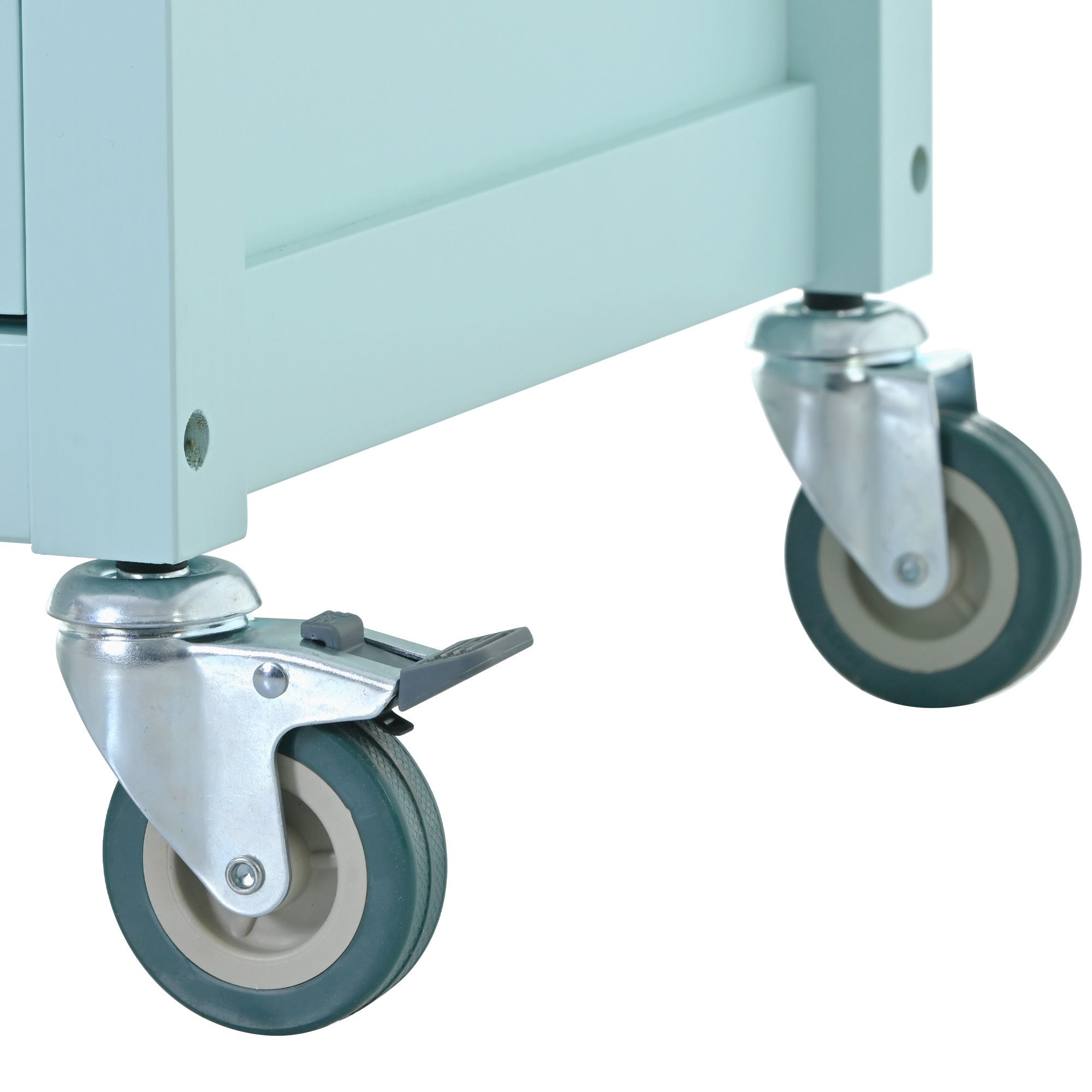 HAOYYE Kitchen Island Cart, Mint Green, with Solid Wood Top, 4-Door Cabinet, 2 Drawers, Adjustable Shelves, Spice Rack, Towel Bar, and 2 Locking Wheels. Modern, Space-Saving, Sturdy Heavy Duty Design for Easy Assembly and Versatile Use