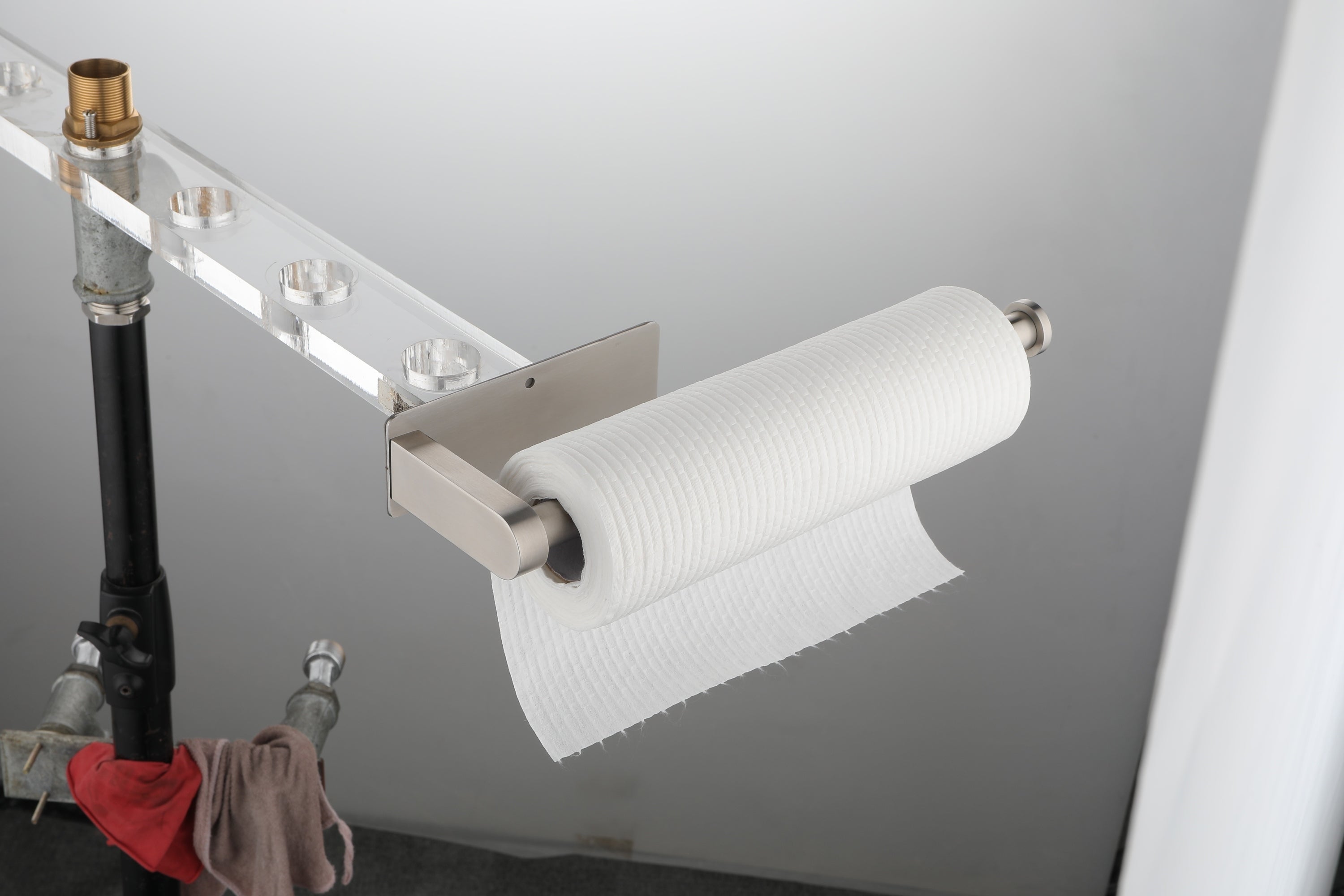 HAOYYE Paper Towel Holders,Paper Towels Rolls - for Kitchen,Paper Towels Bulk- Self-Adhesive Under Cabinet,Both Available in Adhesive and Screws,Stainless Steel Paper Towel Holder(12inch, 2 Pack) Sturdy