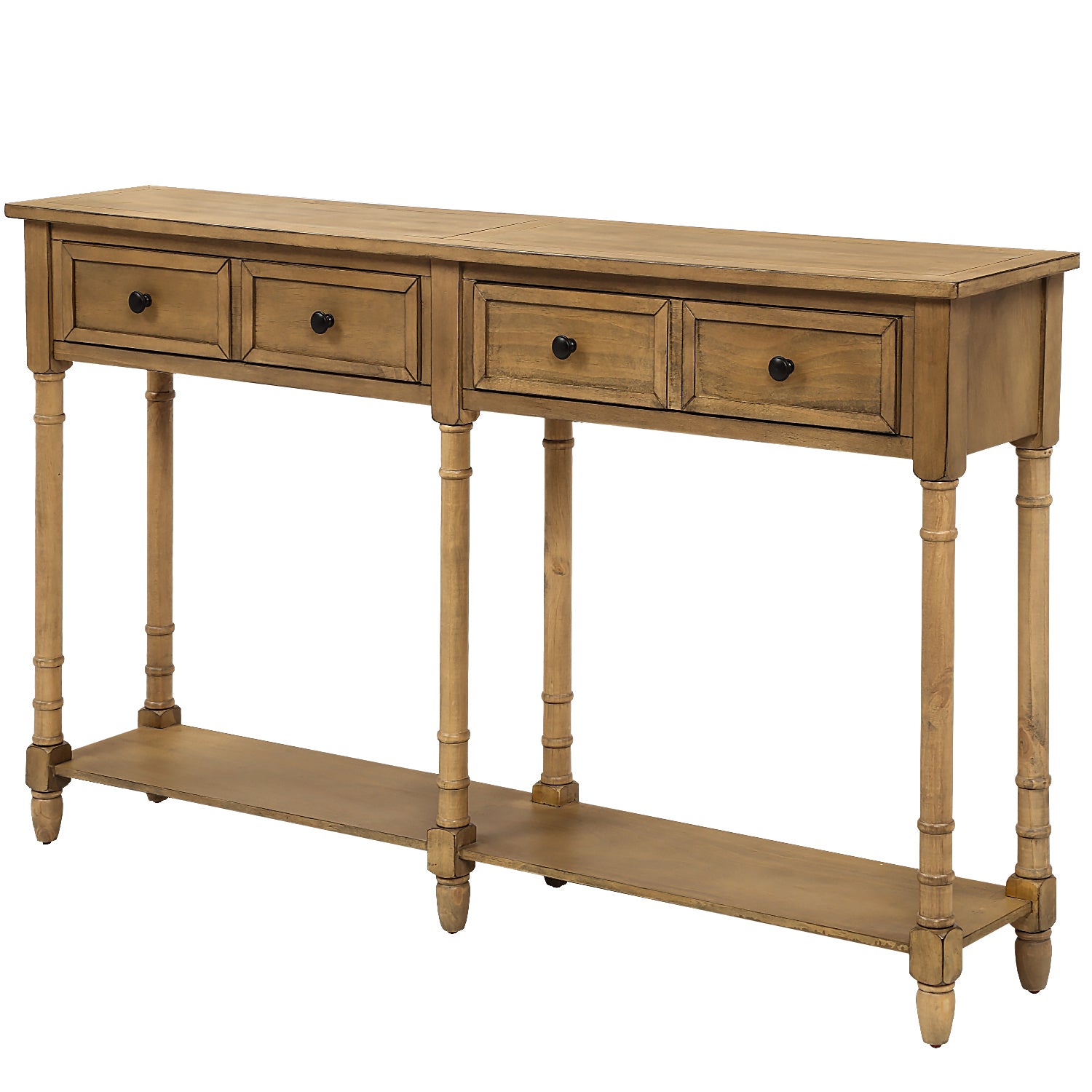 HAOYYE Console Table, Sofa Table with Two Storage Drawers and Bottom Shelf for Living Room or Entryway, Old Pine, Sturdy Space-Saving Design, Heavy Duty Construction, Easy Assembly, Durable and Stylish Home Furniture