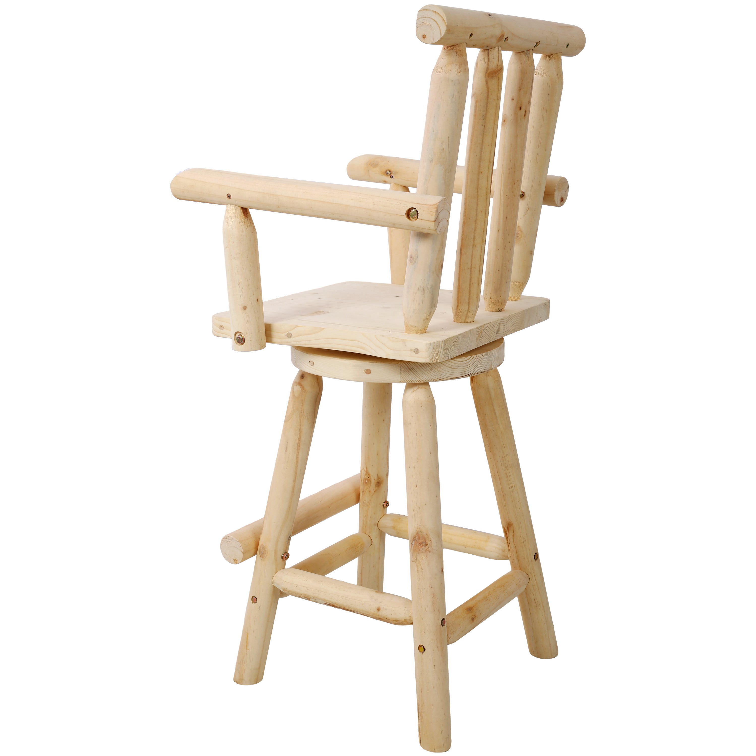 HAOYYE Rustic Bar Stool - Fir Wood Construction, Chair with Footrest,Wide Armrest, Rustic Kitchen Stool, Tall Bistro Chair for Dining Room, Restaurant, Pub, 4-Foot,Light brown color Sturdy Space-Saving