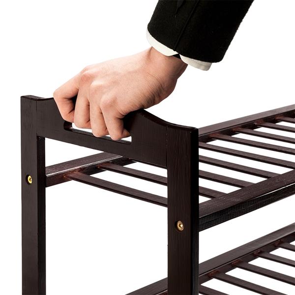 HAOYYE 4-Tier Bamboo Shoe Rack with 12 Slats, Durable Coffee Finish, Space-Saving and Stylish Organizer for Living Room or Bedroom, Modern Design and Premium Quality Storage Solution for Home Essentials