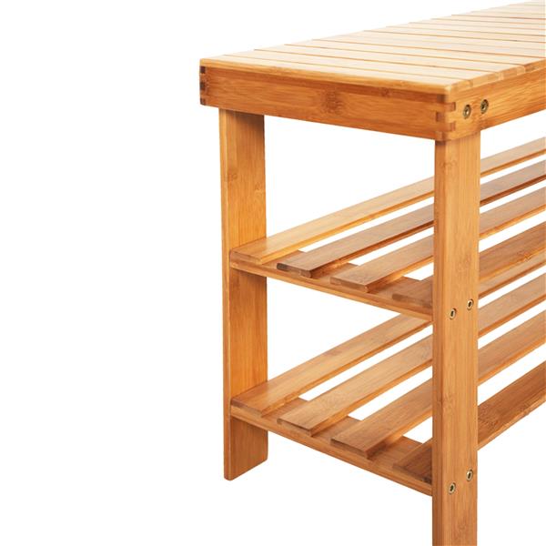 HAOYYE Bamboo Shoe Rack 3-Tier Strip Pattern Wooden Shoe Organizer, Durable Space-Saving Storage Solution with a Modern Design, Versatile for Entryways and Living Rooms, Premium Quality and Stylish Home Essentials