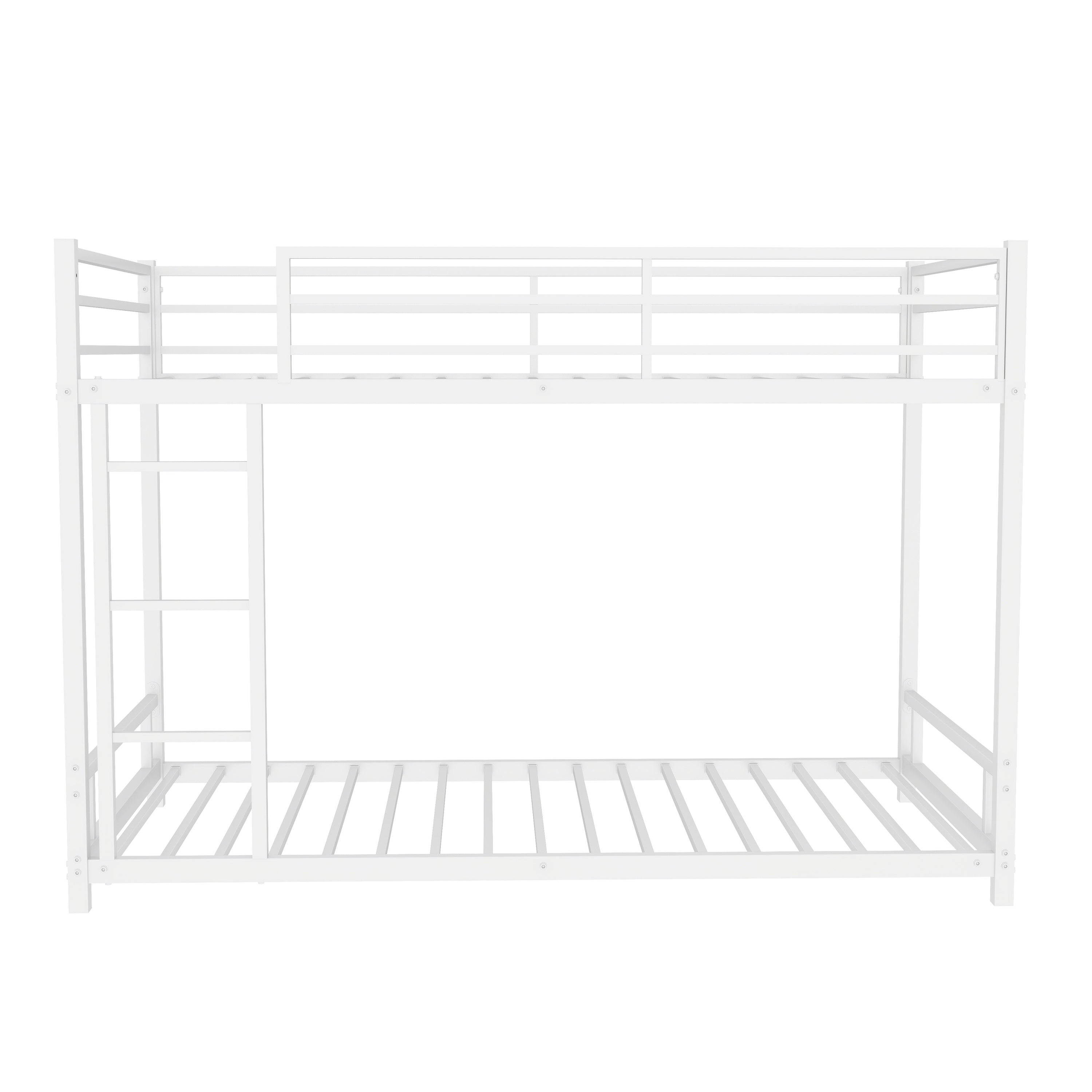 HAOYYE Metal Twin over Twin Bunk Bed/ Heavy-duty Sturdy Metal/ Noise Reduced/ Safety Guardrail/No Box Spring Needed,White Space-Saving Heavy Duty Modern Design Adults Dorm Room Easy Assembly