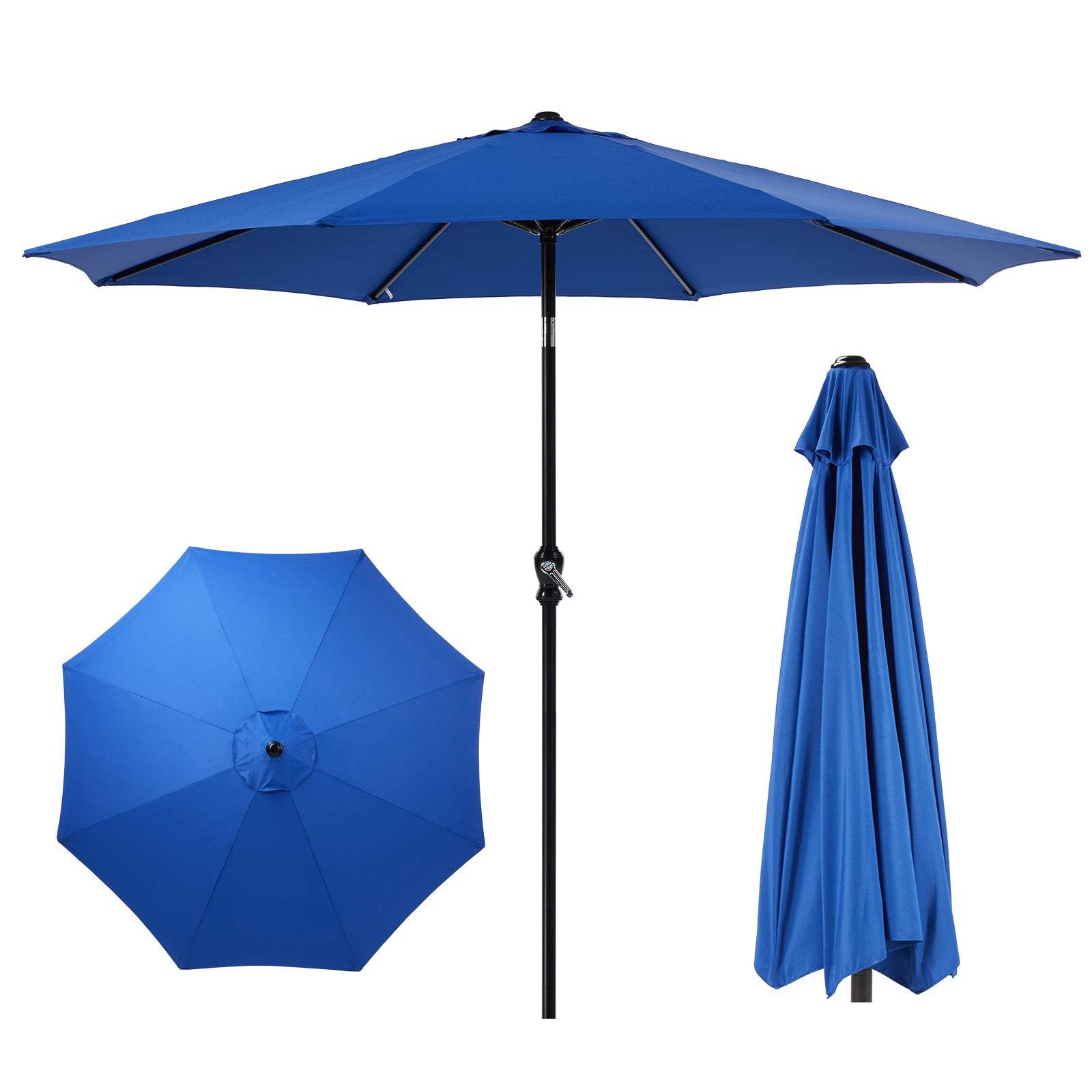 HAOYYE 9 Ft Outdoor Patio Umbrella with Crank and Push Button Tilt Waterproof UV Protection Market Table Umbrella for Backyard Garden Deck Pool Balcony Blue