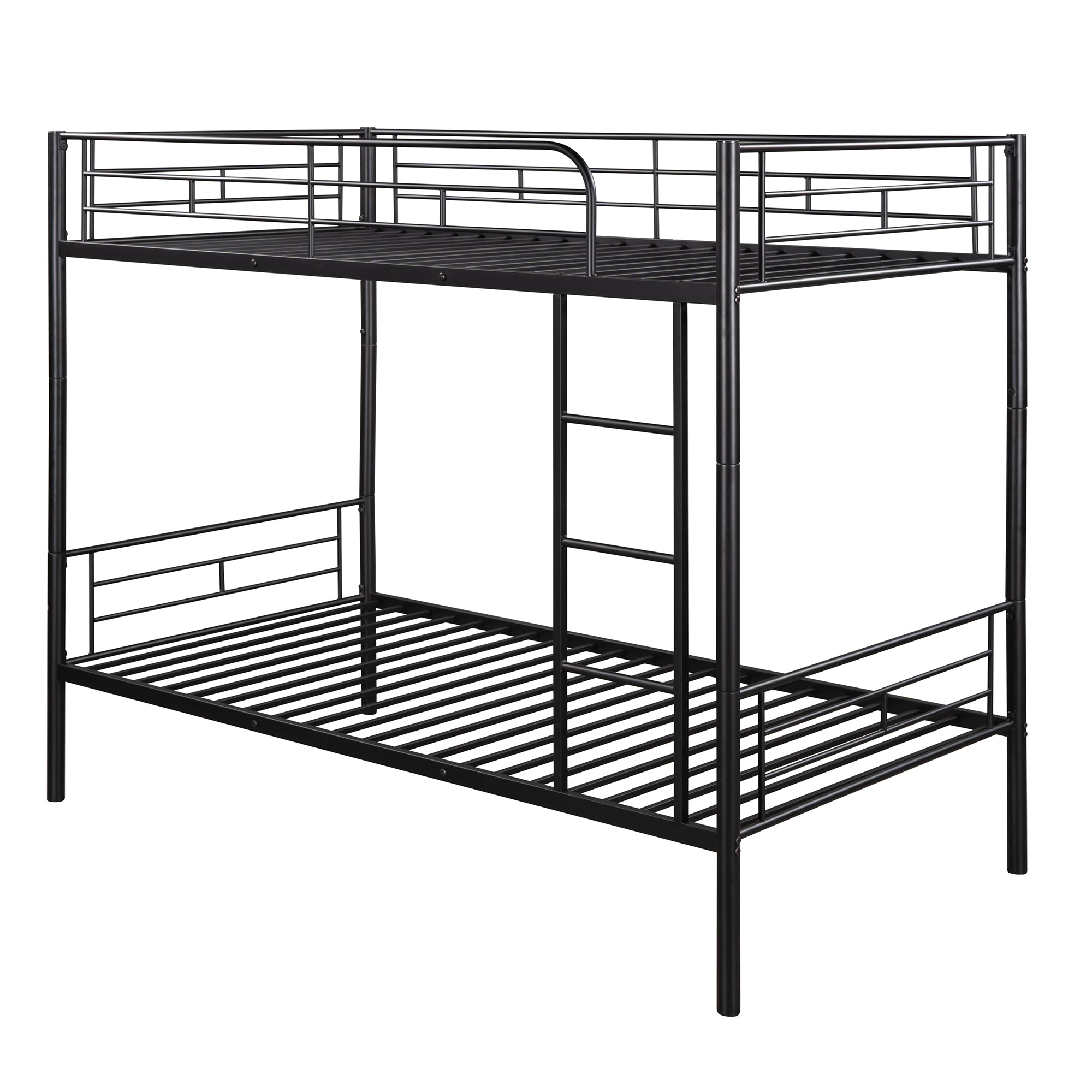 HAOYYE Twin Over Twin Metal Bunk Bed (Black) ( old sku: MF189201BAA ) Sturdy Space-Saving Heavy Duty Modern Design Easy Assembly Durable Stylish Home Furniture Versatile