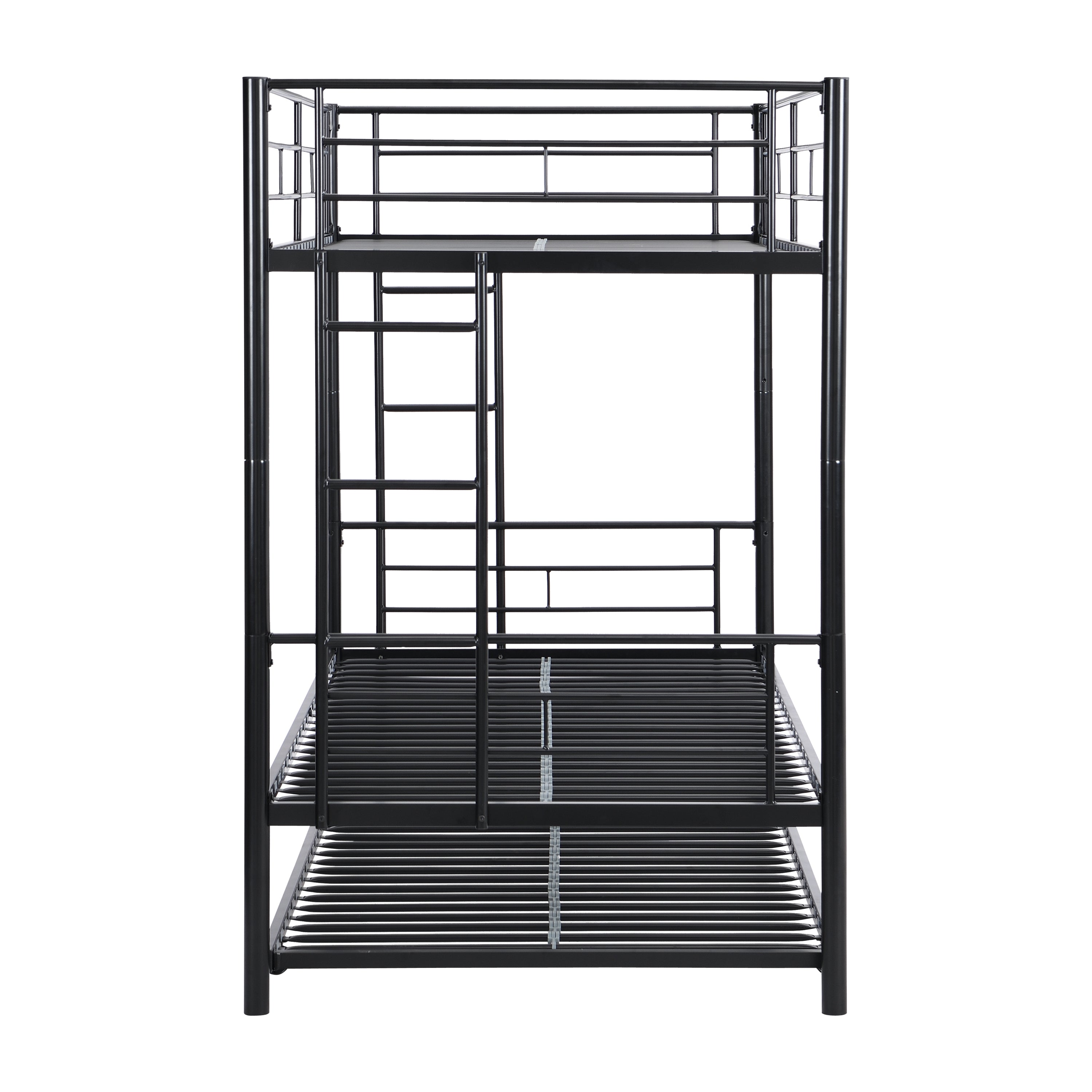 HAOYYE METAL Bunk Bed with trundle Black Sturdy Space-Saving Heavy Duty Modern Design Easy Assembly Durable Stylish Home Furniture Versatile