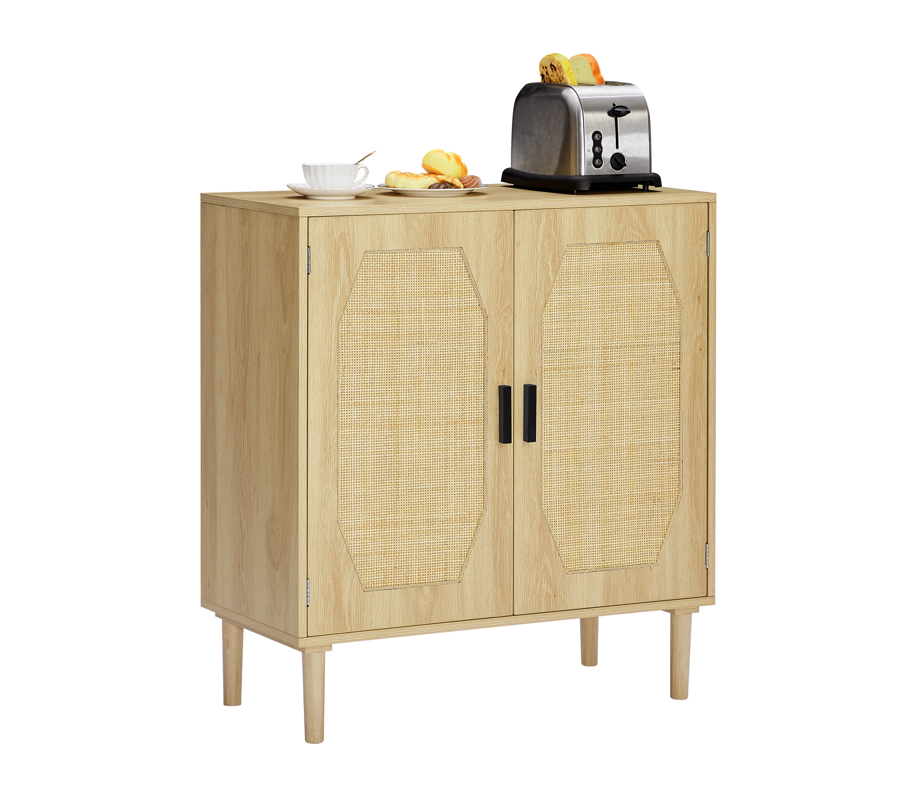 HAOYYE Kitchen storage cabinets with rattan decorative doors, buffets, wine cabinets, dining rooms, hallways, cabinet console tables, Natural, Sturdy Space-Saving Heavy Duty